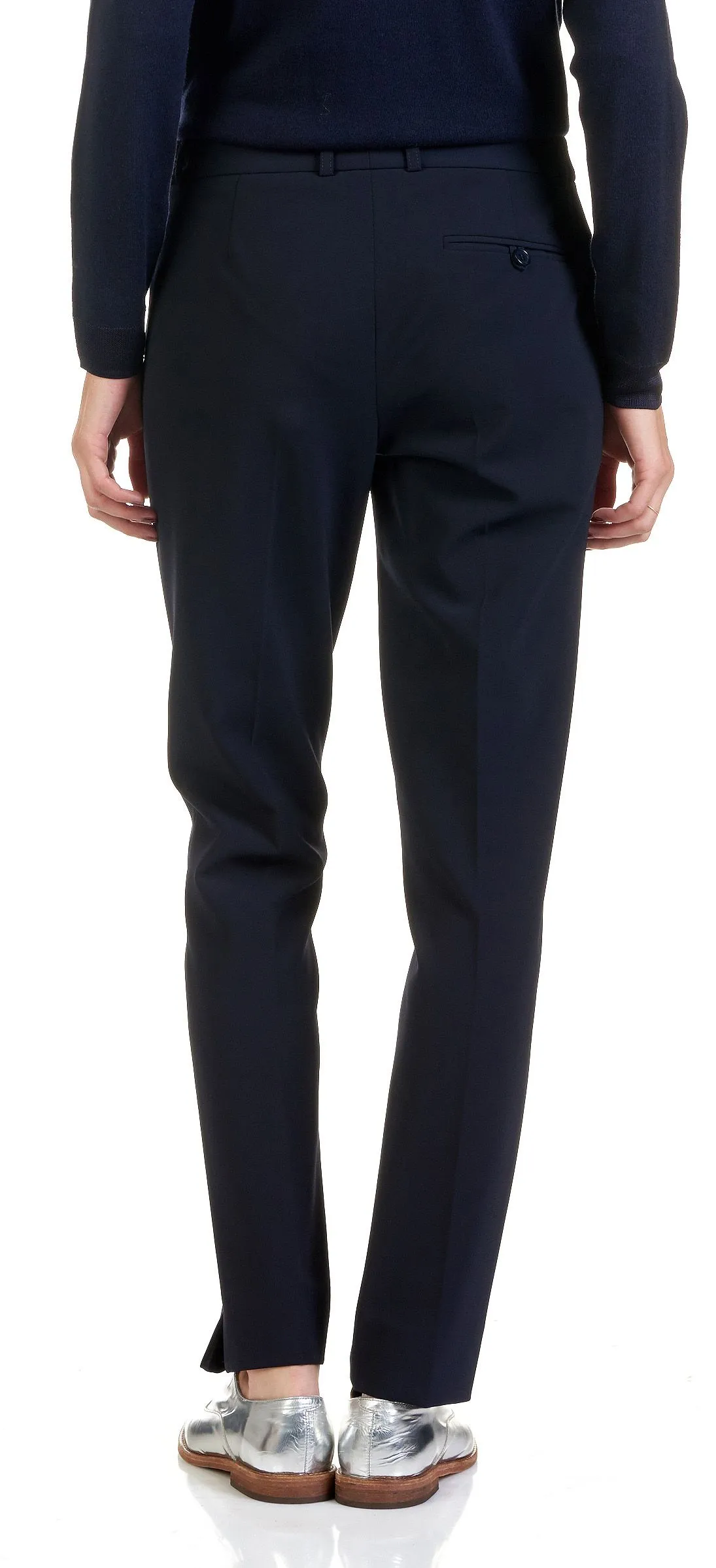 MAISON 123 Pantalón de crepé recto vaporoso en azul