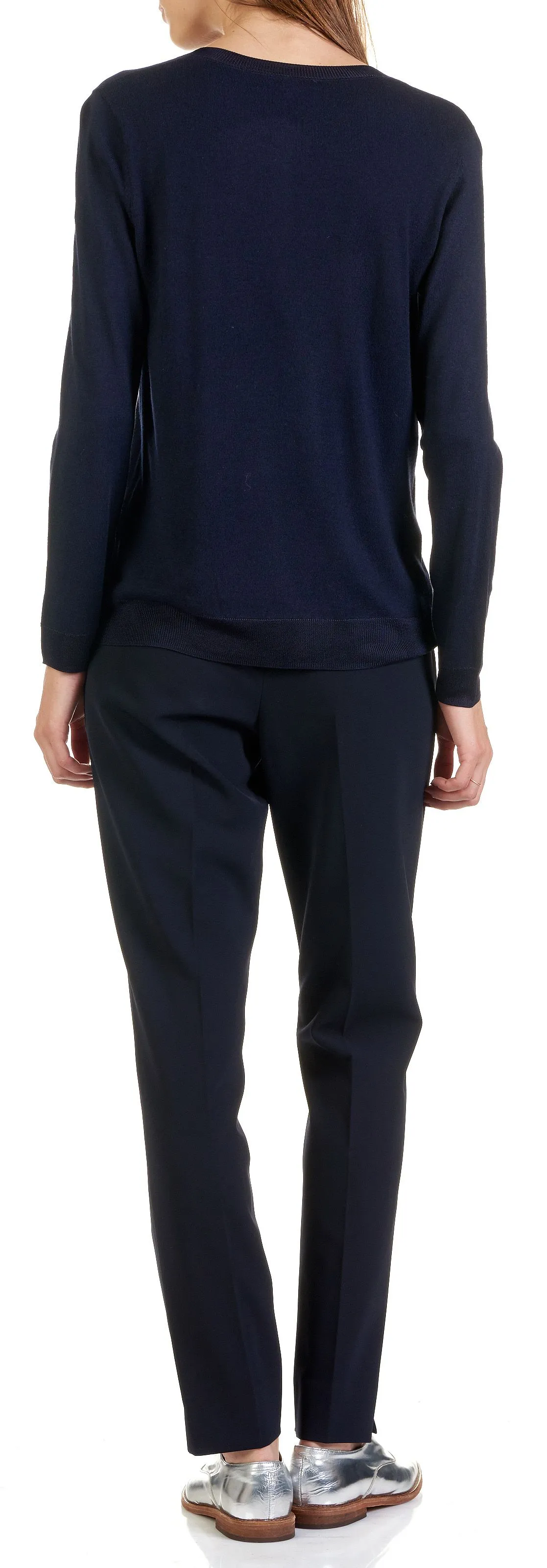 MAISON 123 Pantalón de crepé recto vaporoso en azul