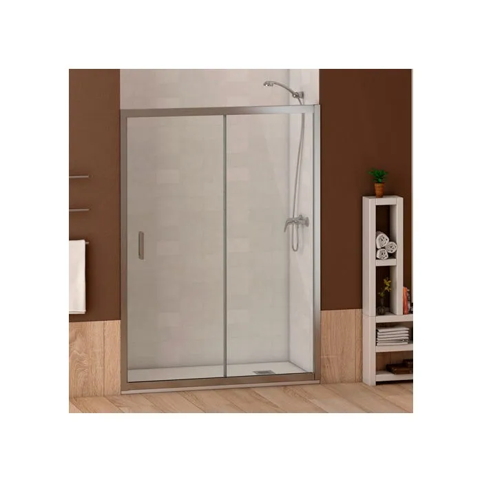 Mampara de ducha frontal transparente easy clean cromo Austin Futurbath