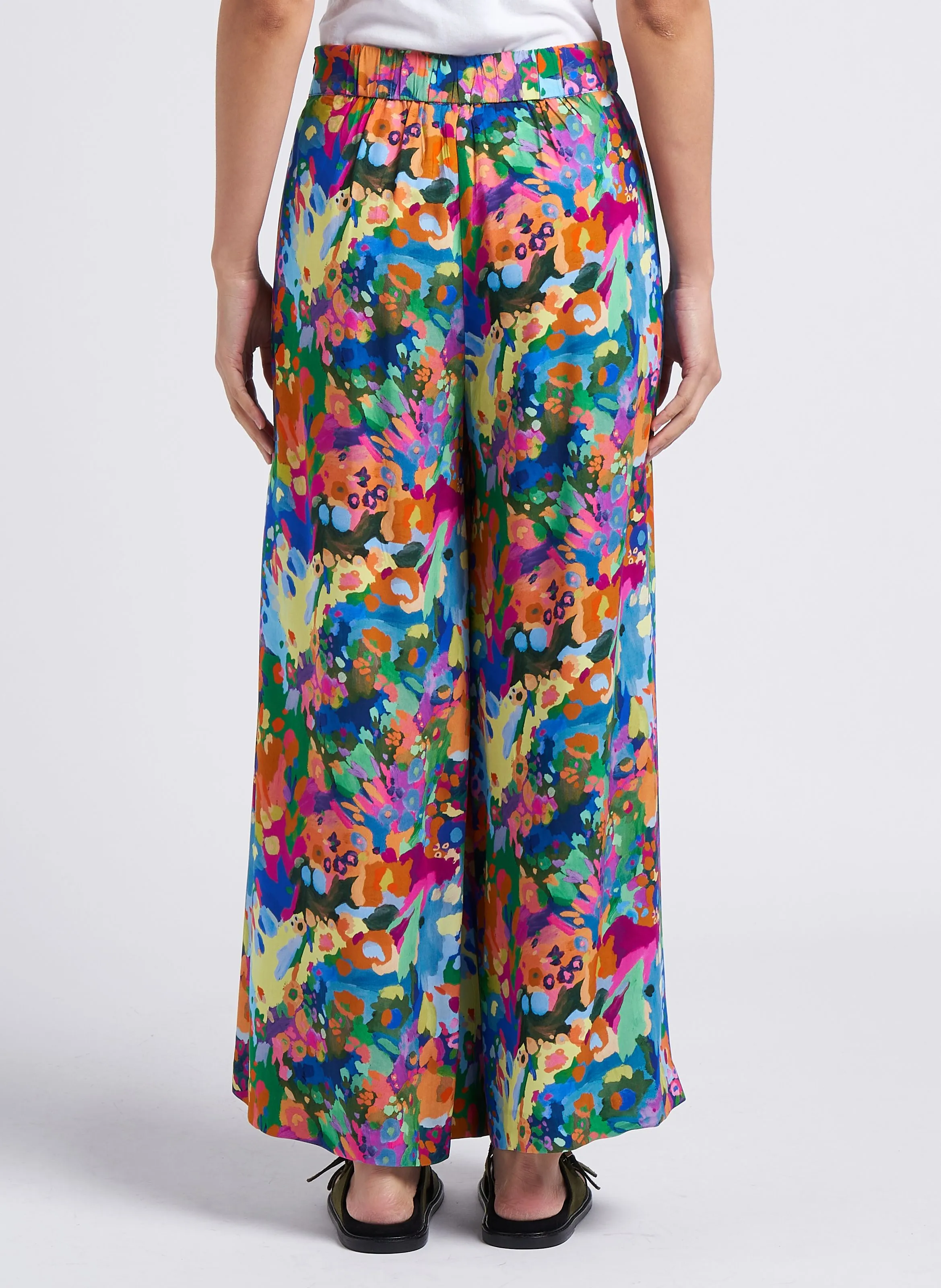 MARIE SIXTINE FRED  PANTALóN ANCHO ESTAMPADO DE TIRO ALTO EN MULTICOLOR