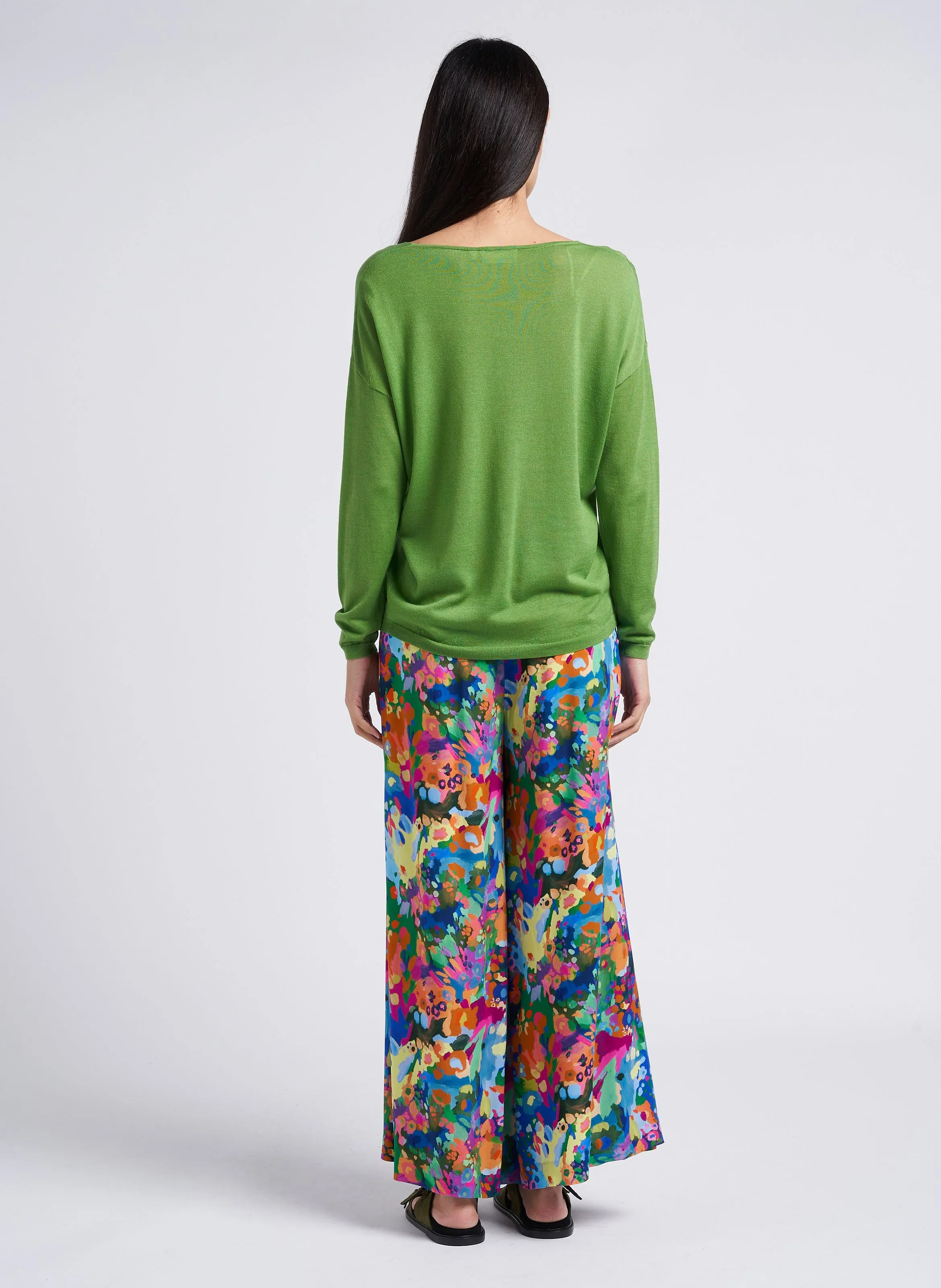 MARIE SIXTINE FRED  PANTALóN ANCHO ESTAMPADO DE TIRO ALTO EN MULTICOLOR