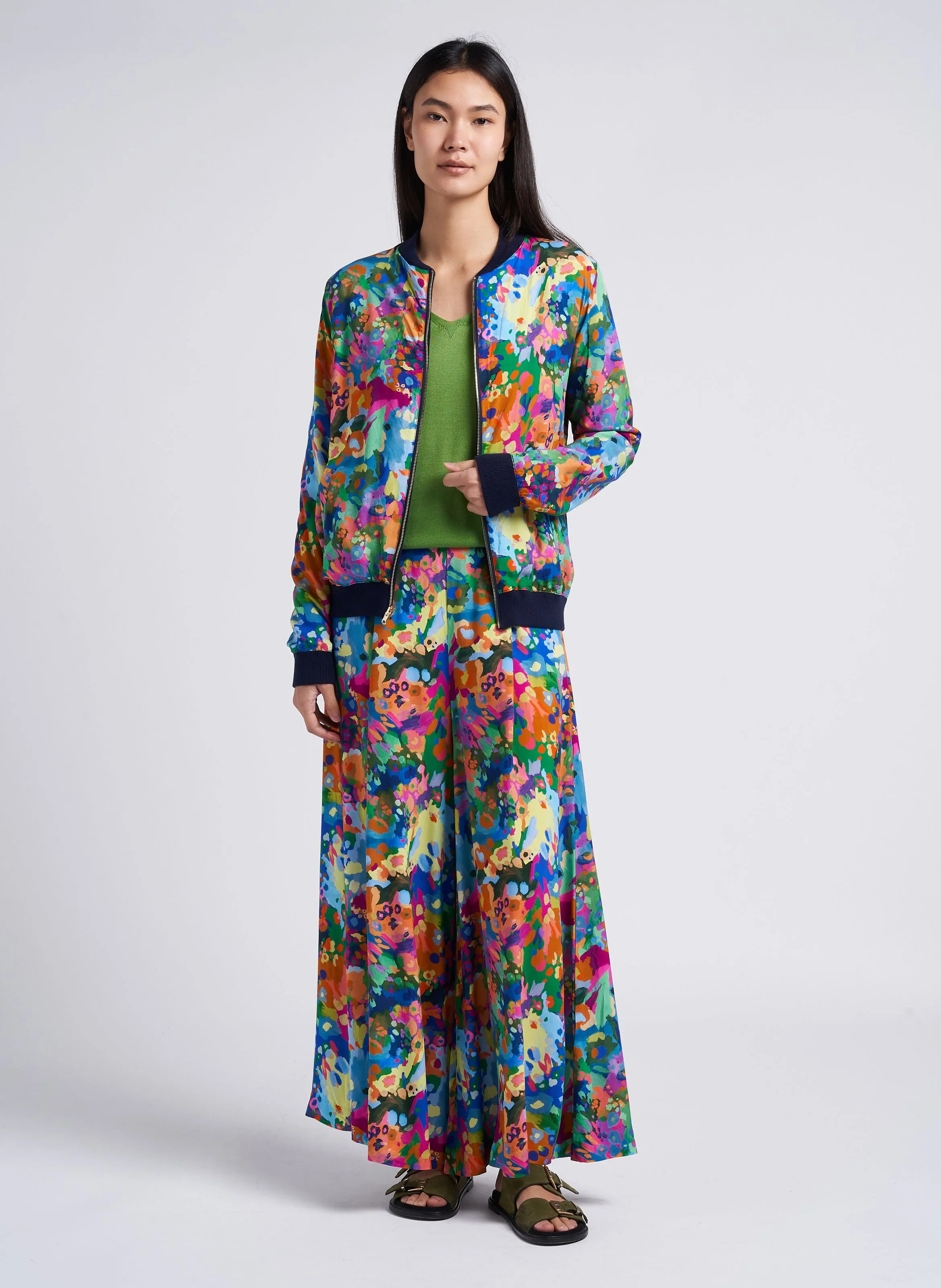 MARIE SIXTINE FRED  PANTALóN ANCHO ESTAMPADO DE TIRO ALTO EN MULTICOLOR