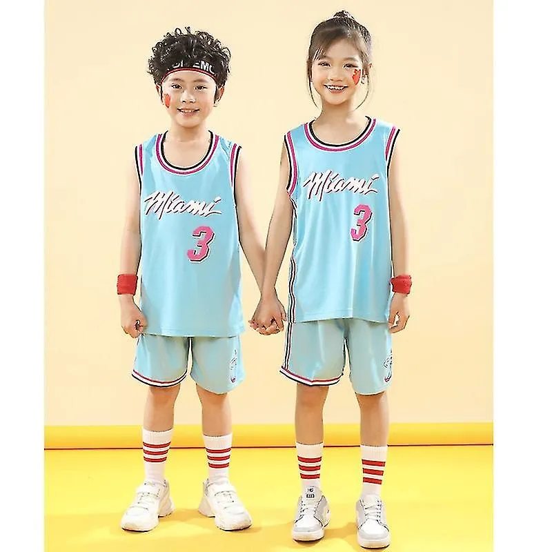 Miami Heat # 3 Wadejersey No.3 / Uniforme de baloncesto para niños Set Kids / azul