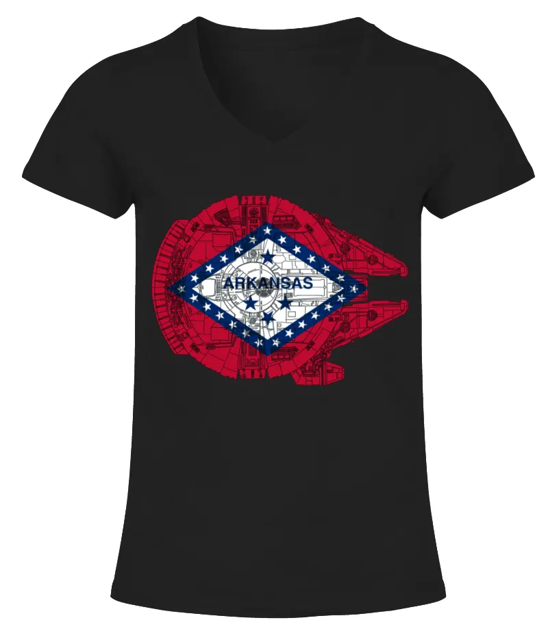 MILLENNIUM FALCON ARKANSAS FLAG Camiseta cuello pico Mujer