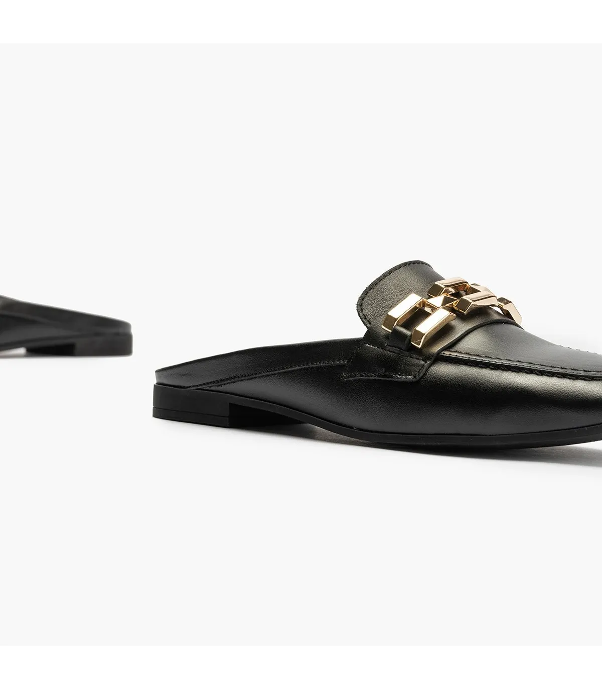 Mocasines de mujer zueco estilo mule con adorno y tacón baj