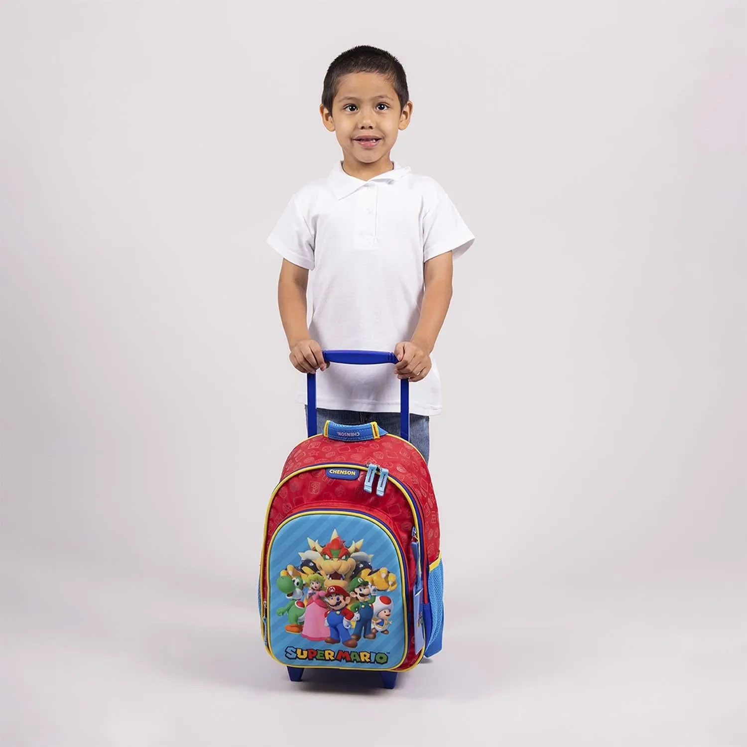 Mochila Con Ruedas Chica Roja Para Nio Chenson Mario Bros Rojo Squat