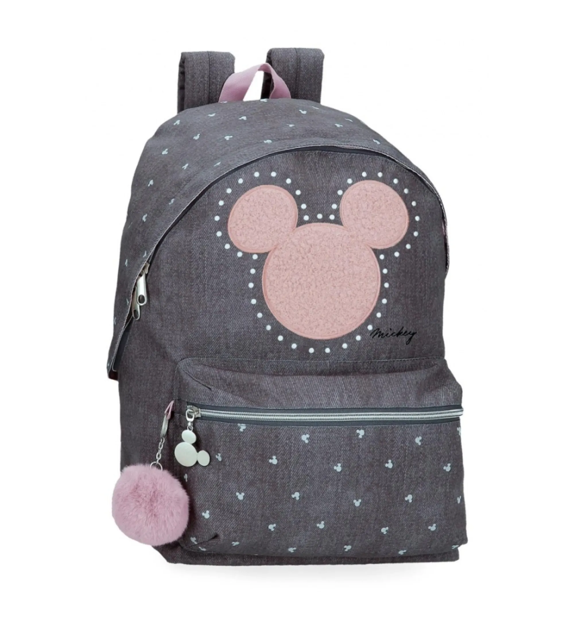 Mochila escolar Mickey studs con portaordenador adaptable a carro antracita