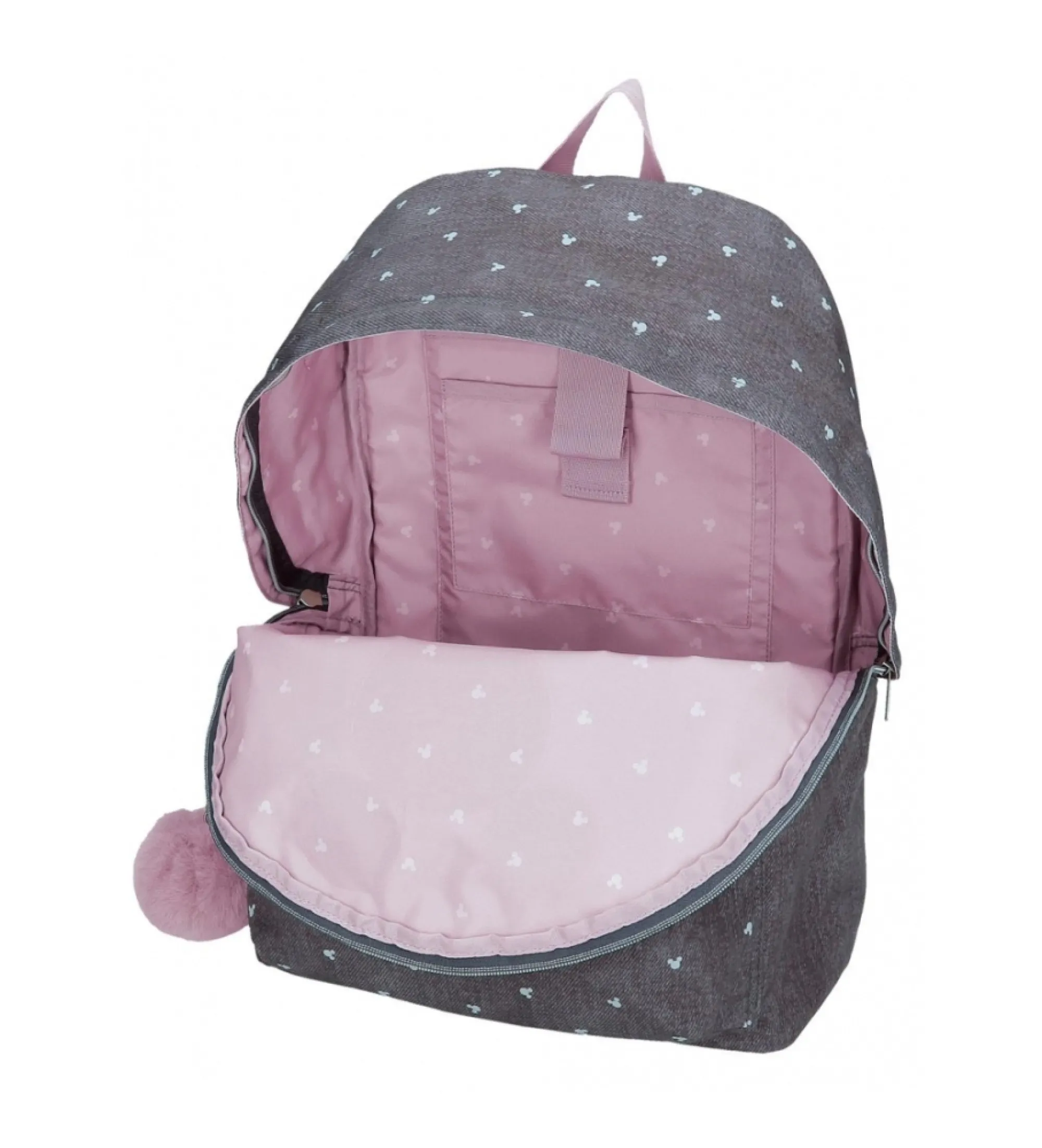Mochila escolar Mickey studs con portaordenador adaptable a carro antracita