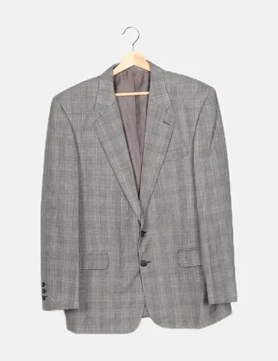 NoName Blazer gris estampado cuadros