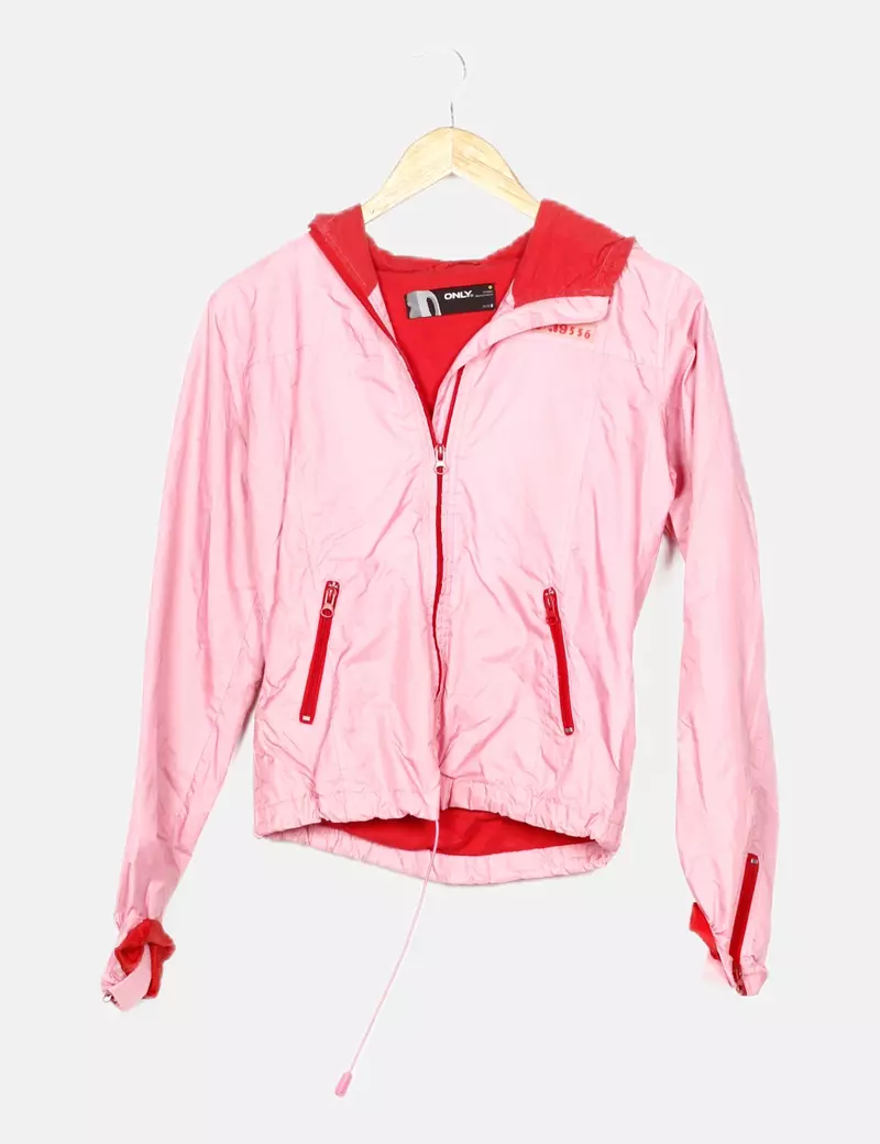 ONLY Impermeable rosa capucha