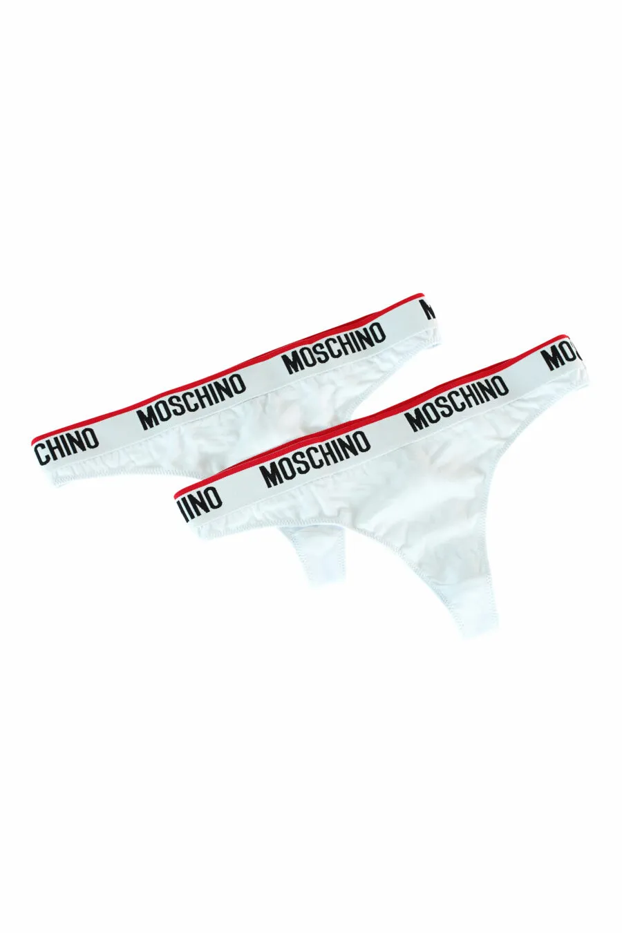 Pack de 2 tangas blancas con logo en cinta y linea roja