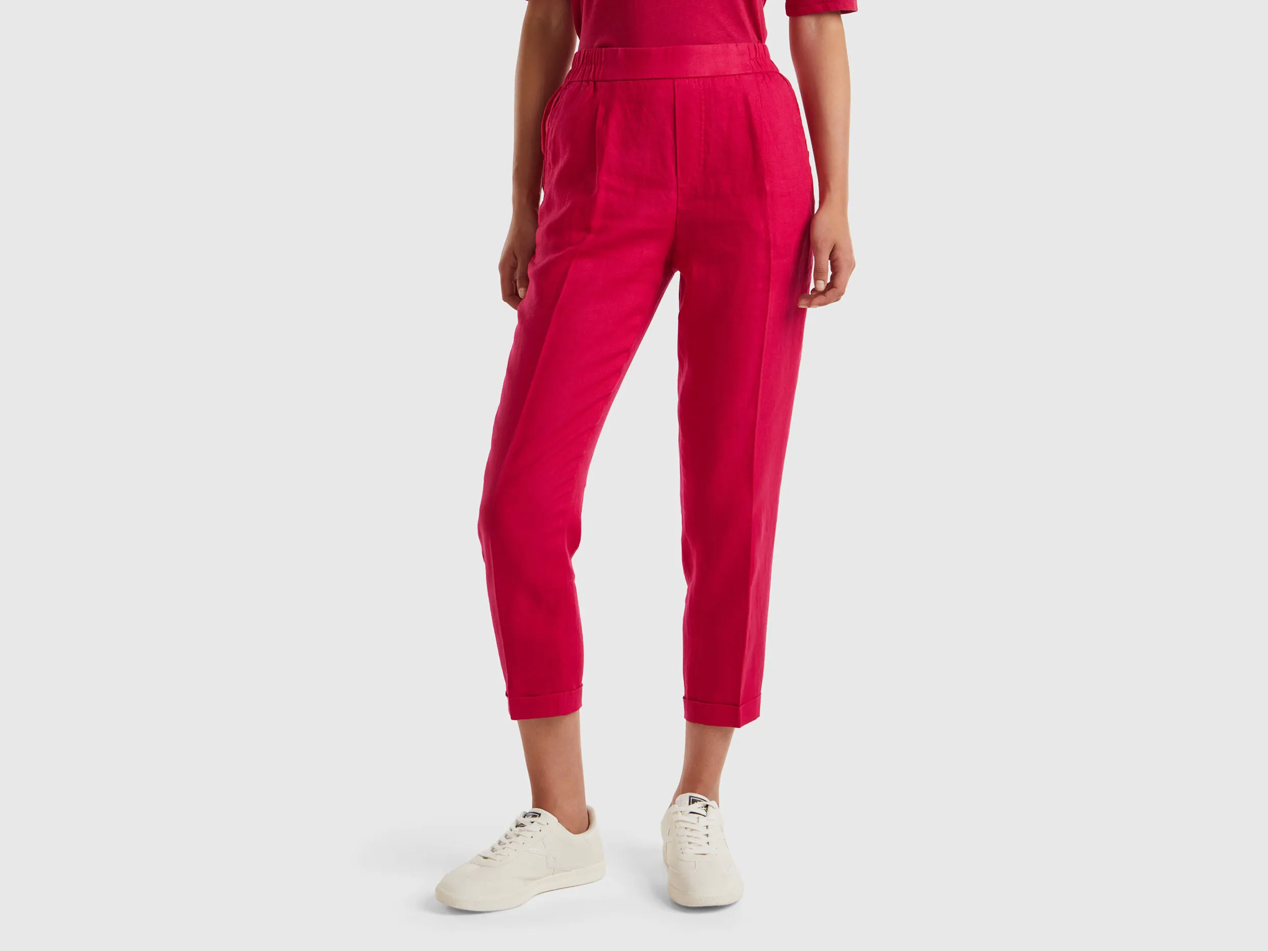 Pantalón regular fit de 100 % lino