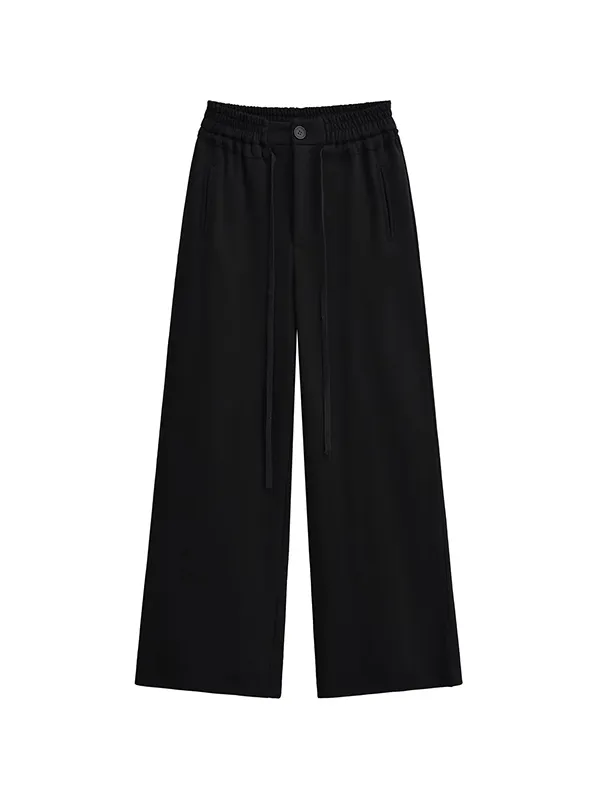 Pantalones deportivos lisos de talle alto con cordón