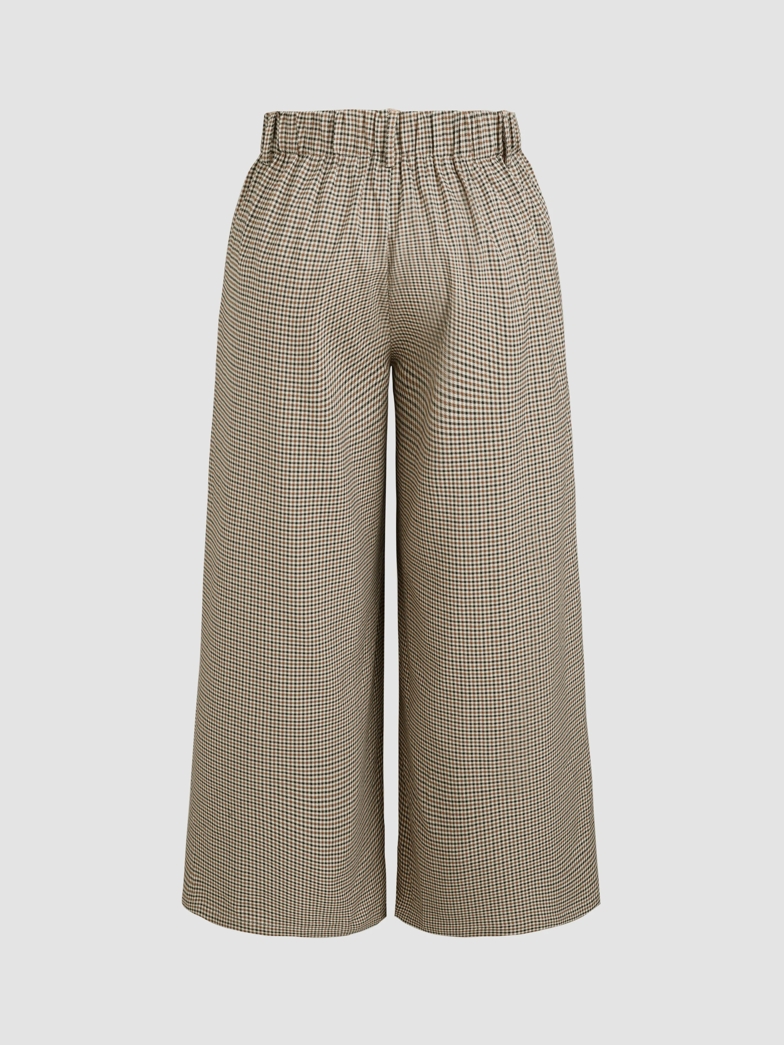 Pantalón Ancho a Cuadros con Bolsillo Curvy