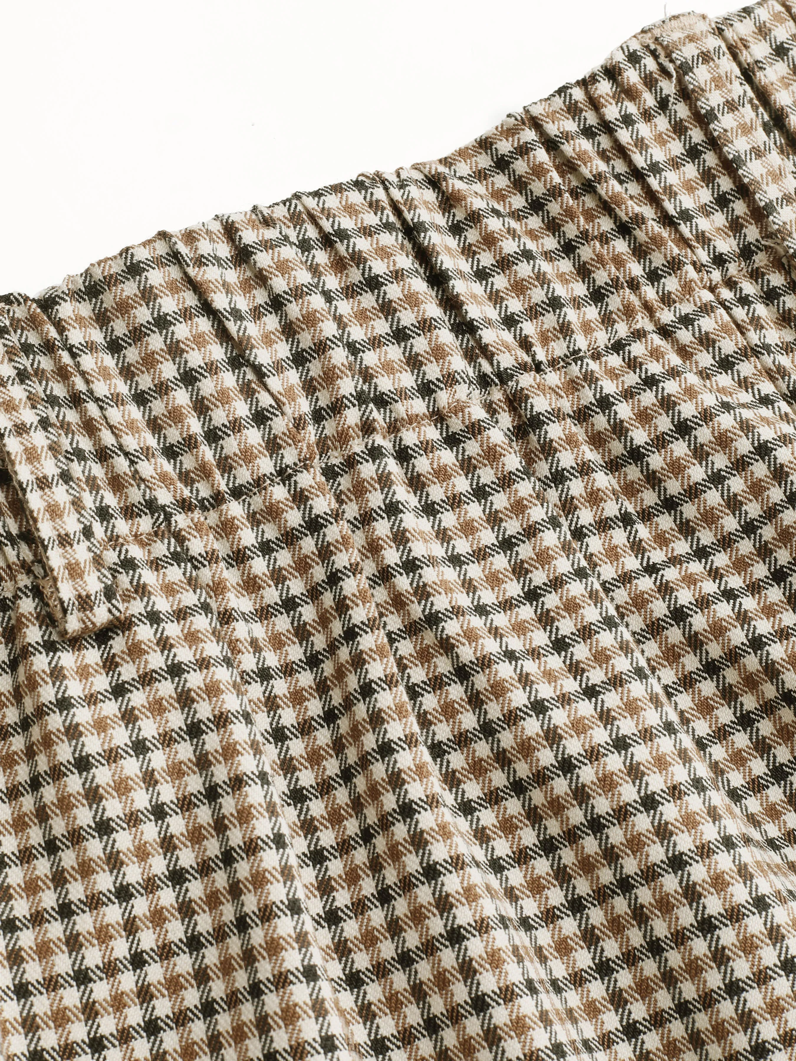 Pantalón Ancho a Cuadros con Bolsillo Curvy