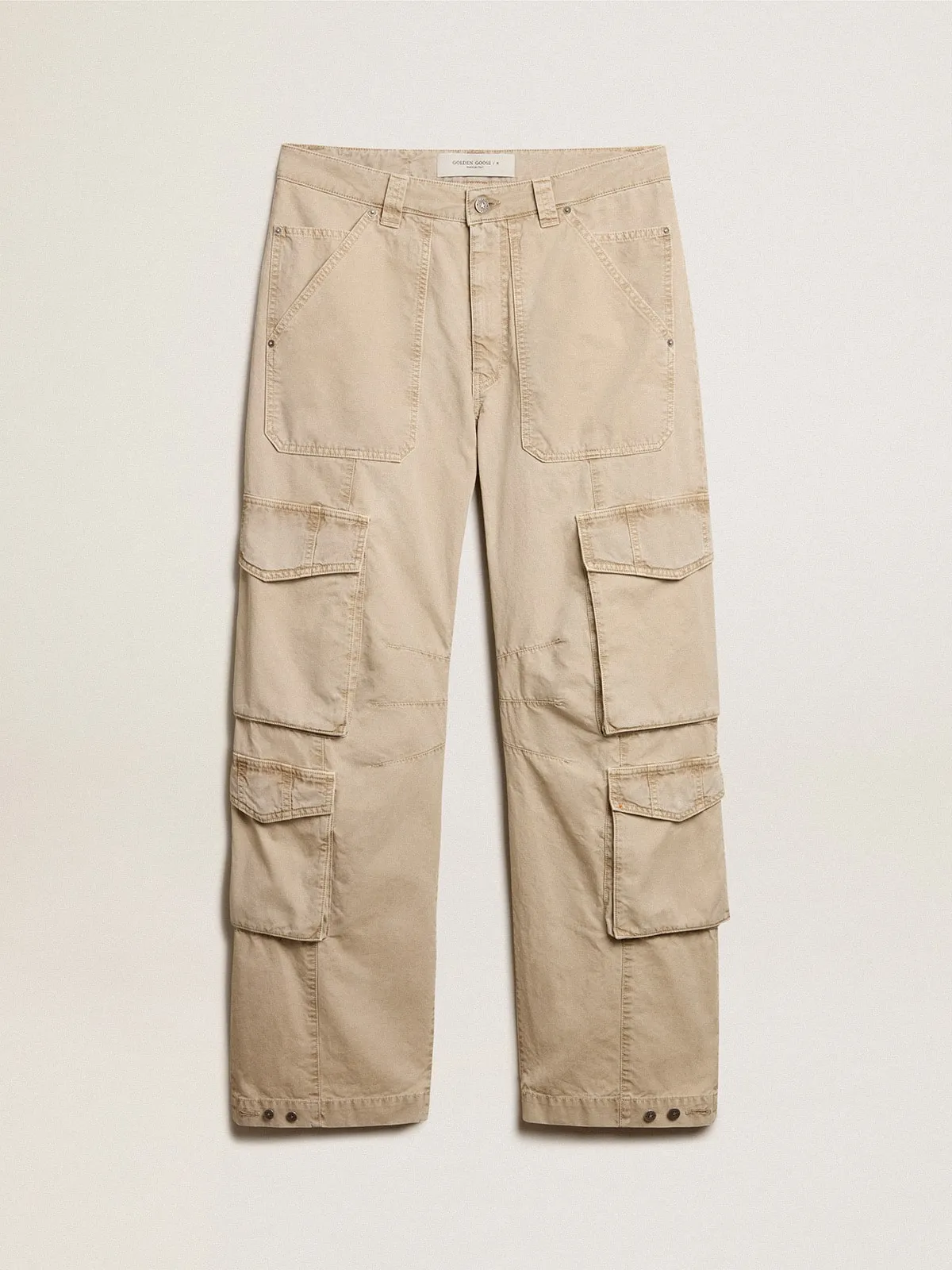 Pantalón cargo de hombre de algodón color caqui