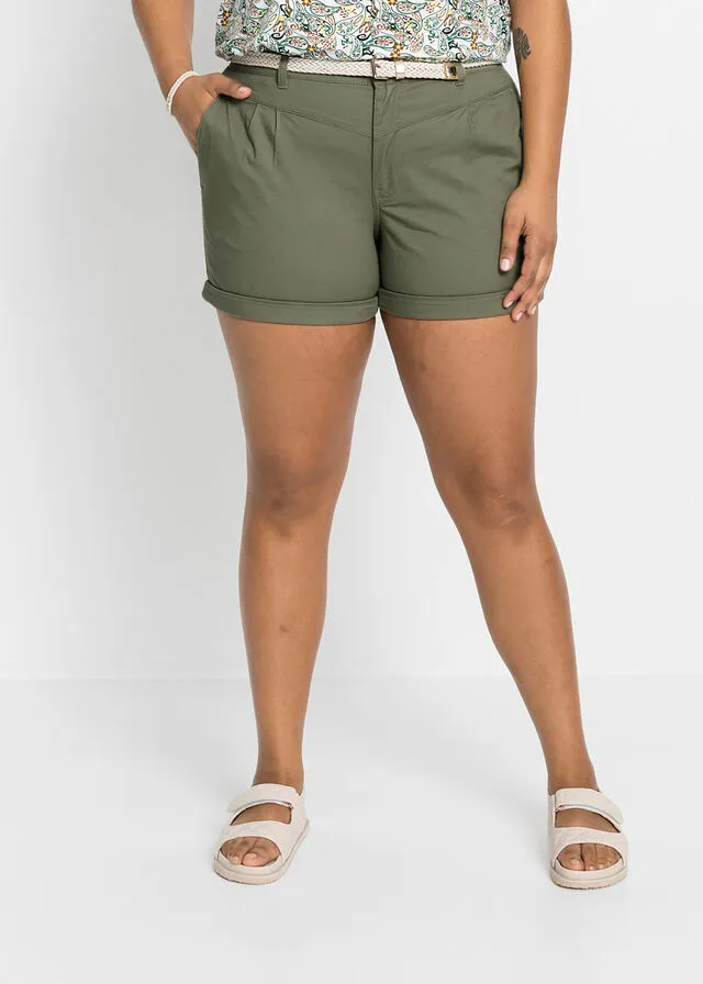 Pantalón corto con cinturón Negro