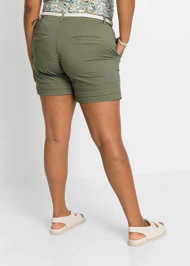 Pantalón corto con cinturón Negro