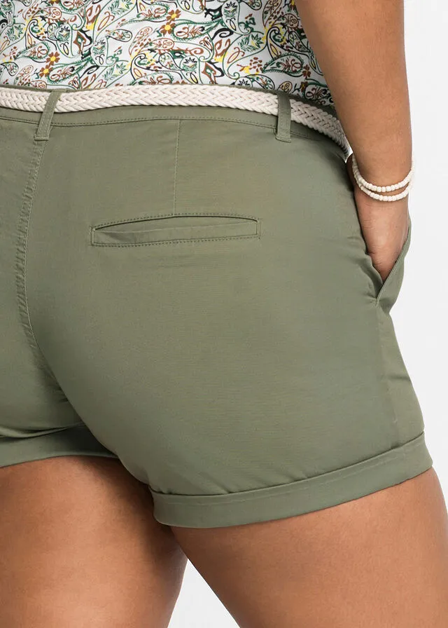 Pantalón corto con cinturón Negro