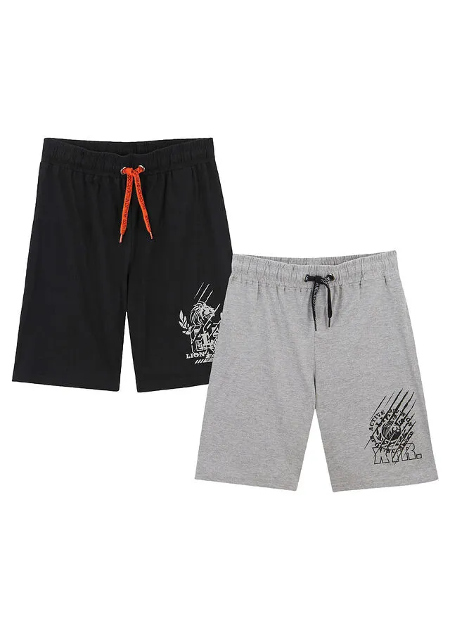 PANTALóN CORTO PARA NIñOS (2 UNIDADES) NEGROGRIS CLARO JASPEADO