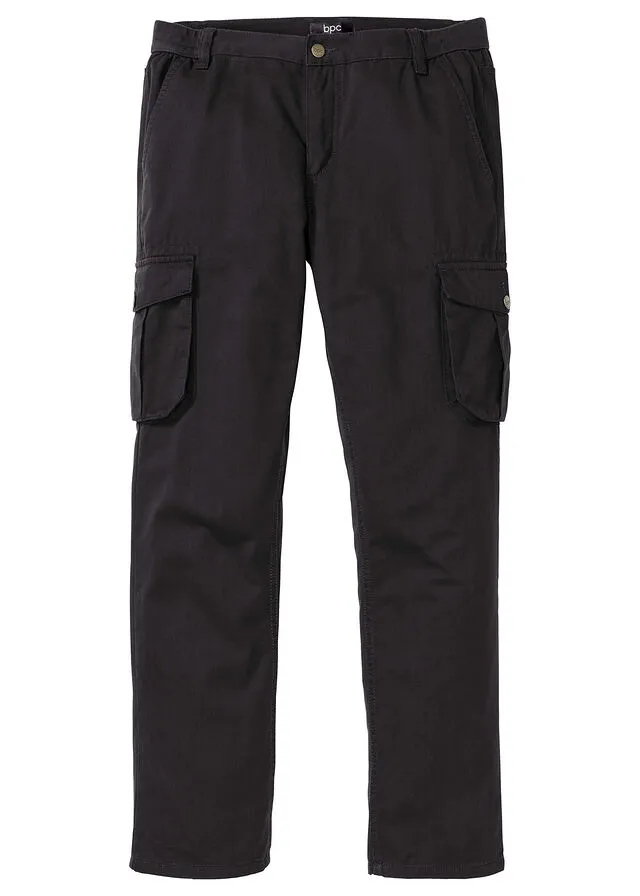 Pantalón de estilo cargo con corte regular, cómodo y recto Negro