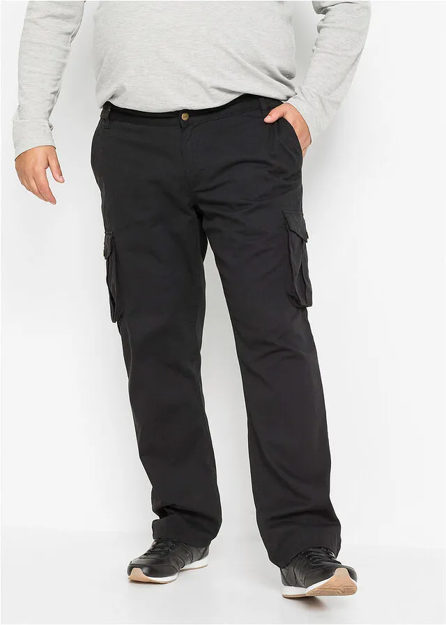 Pantalón de estilo cargo con corte regular, cómodo y recto Negro