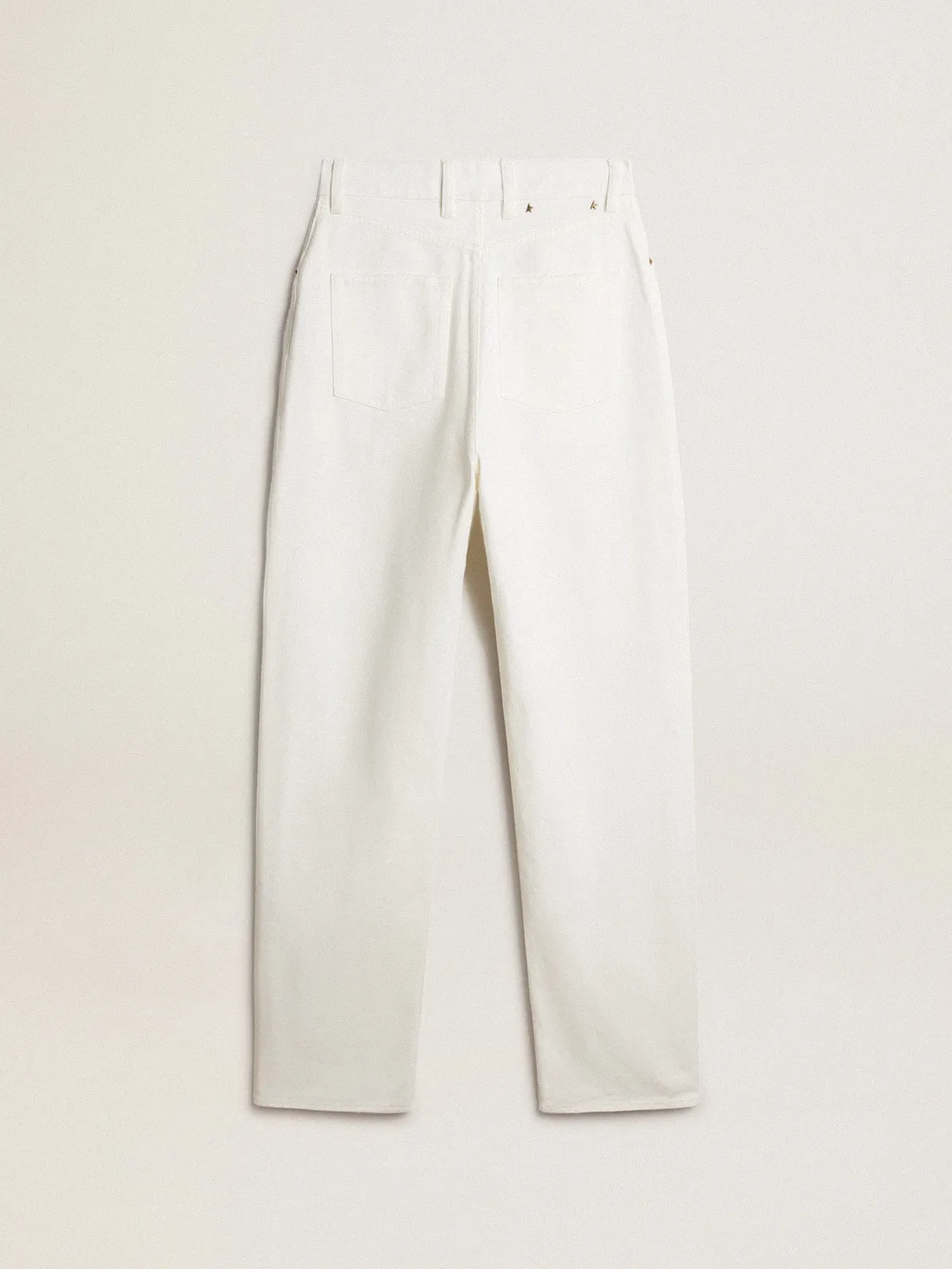 Pantalón de mujer de algodón denim color blanco óptico