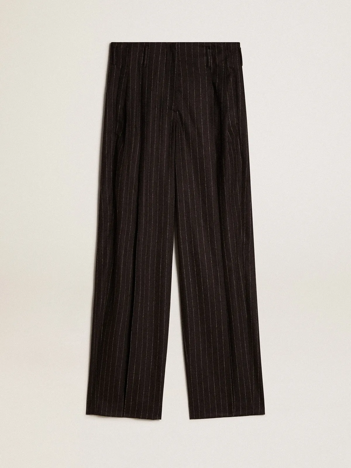 Pantalón de mujer en lana de color gris oscuro