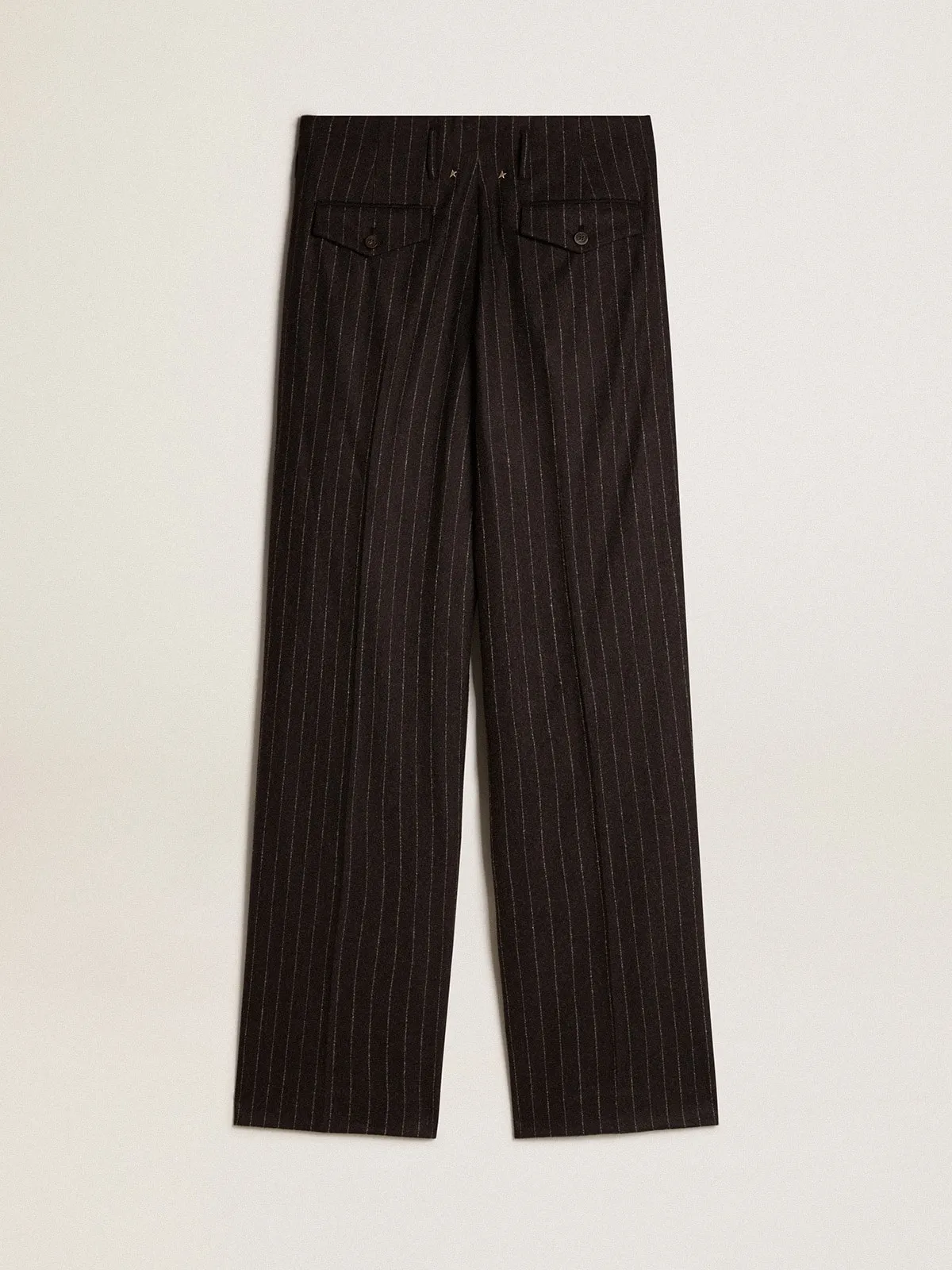 Pantalón de mujer en lana de color gris oscuro