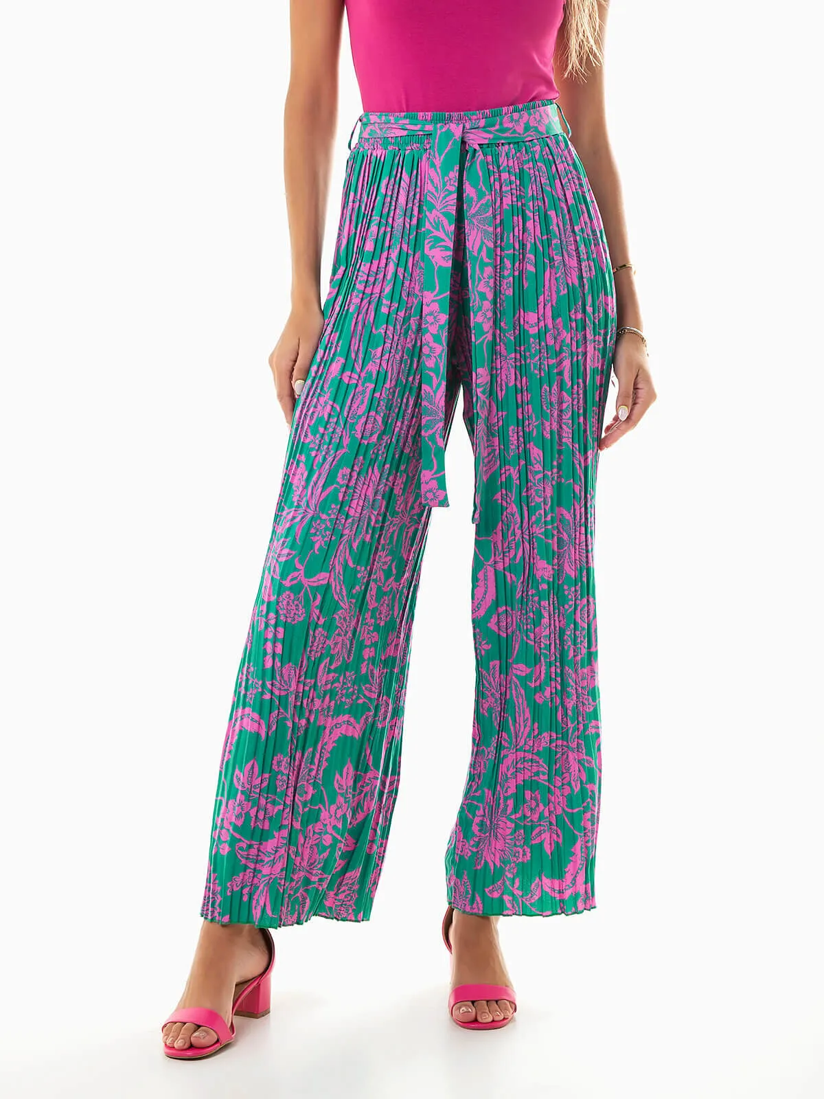 Pantalón fluido plisado tiro alto