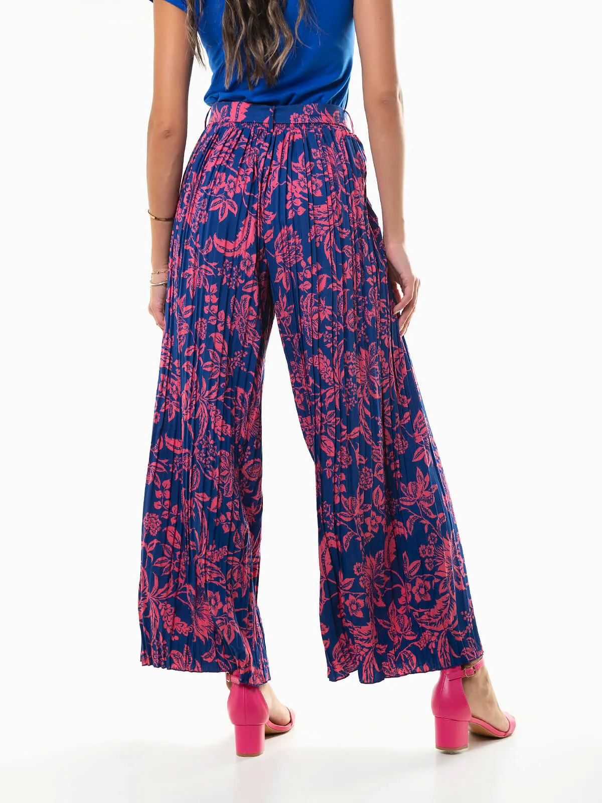 Pantalón fluido plisado tiro alto