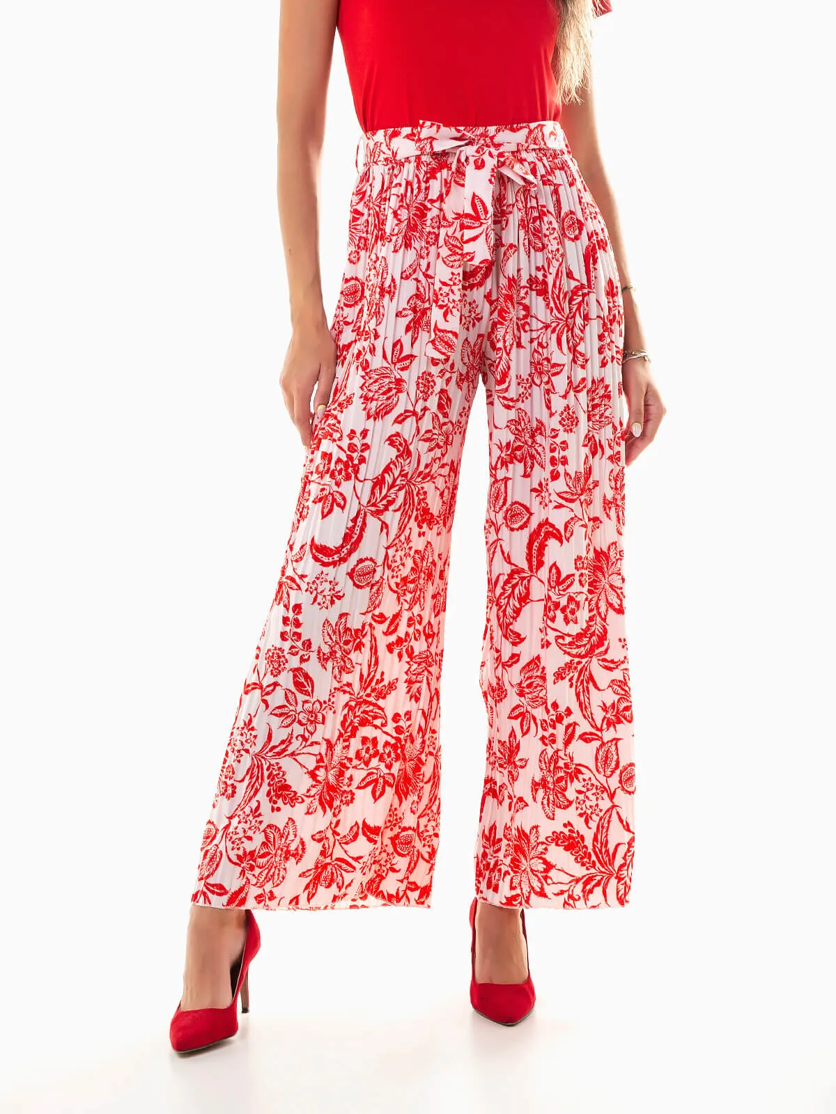 Pantalón fluido plisado tiro alto
