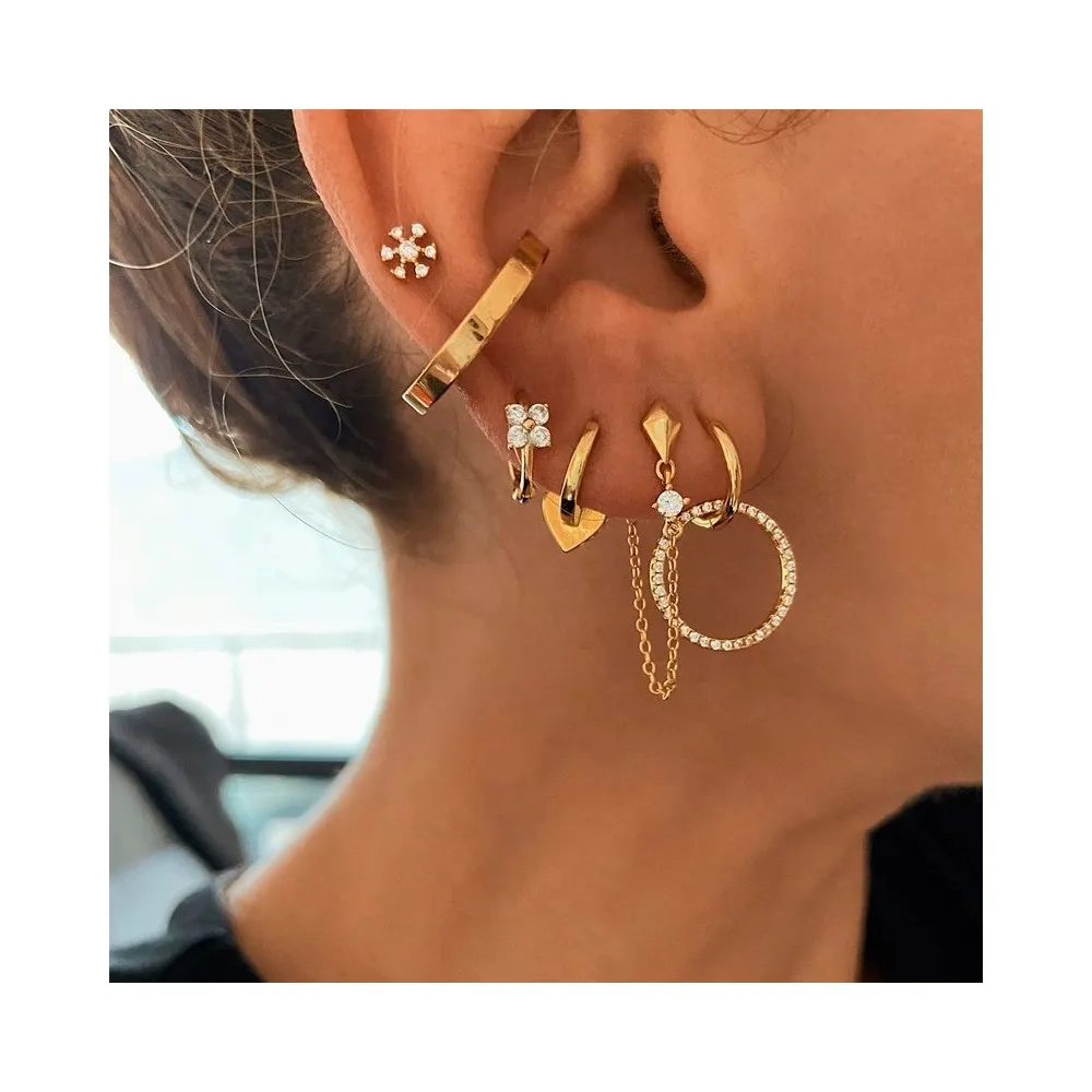 Pendiente Aro Mini Flor Oro