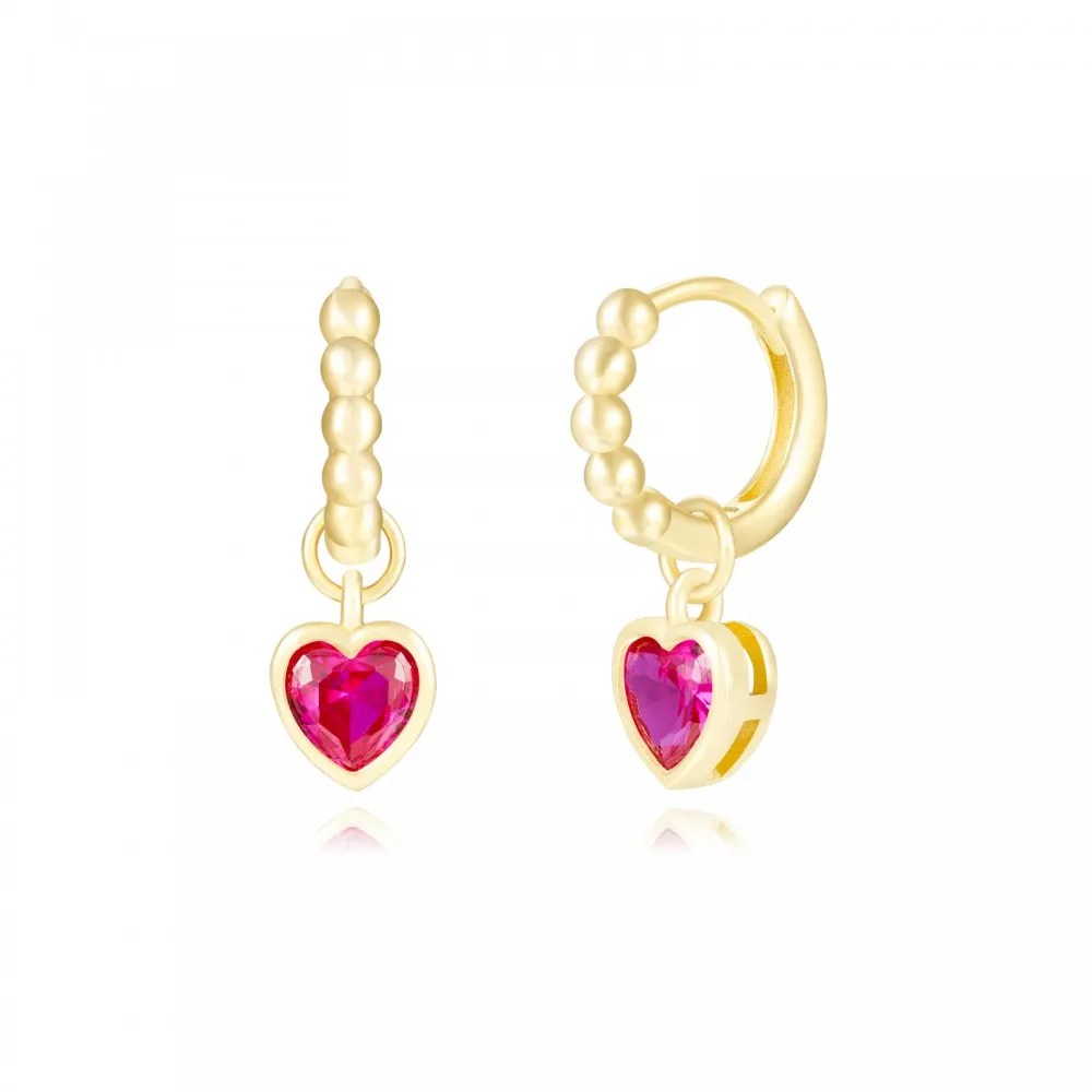 Pendiente Colorful Heart Fucsia Oro