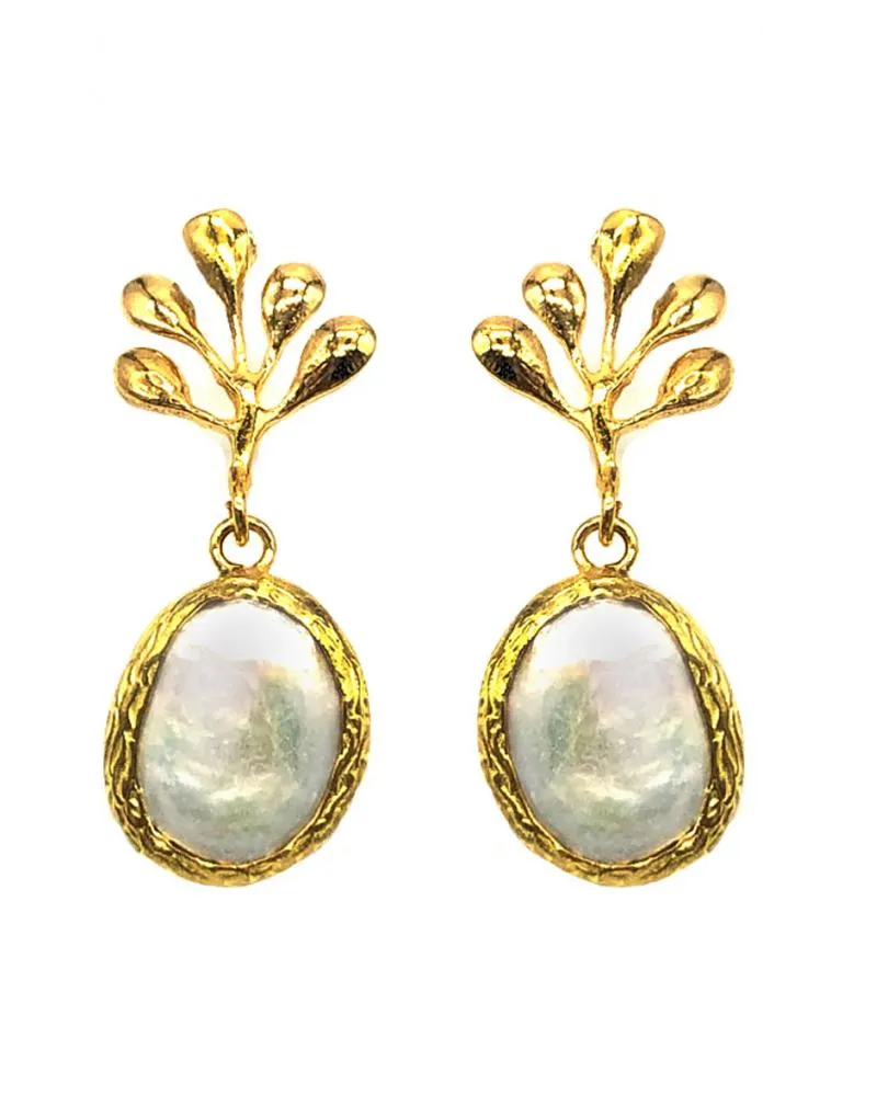 PENDIENTES BLANCOS DE LÁGRIMA DE PIEDRA LUNA PARA FIESTAS Y NOVIAS