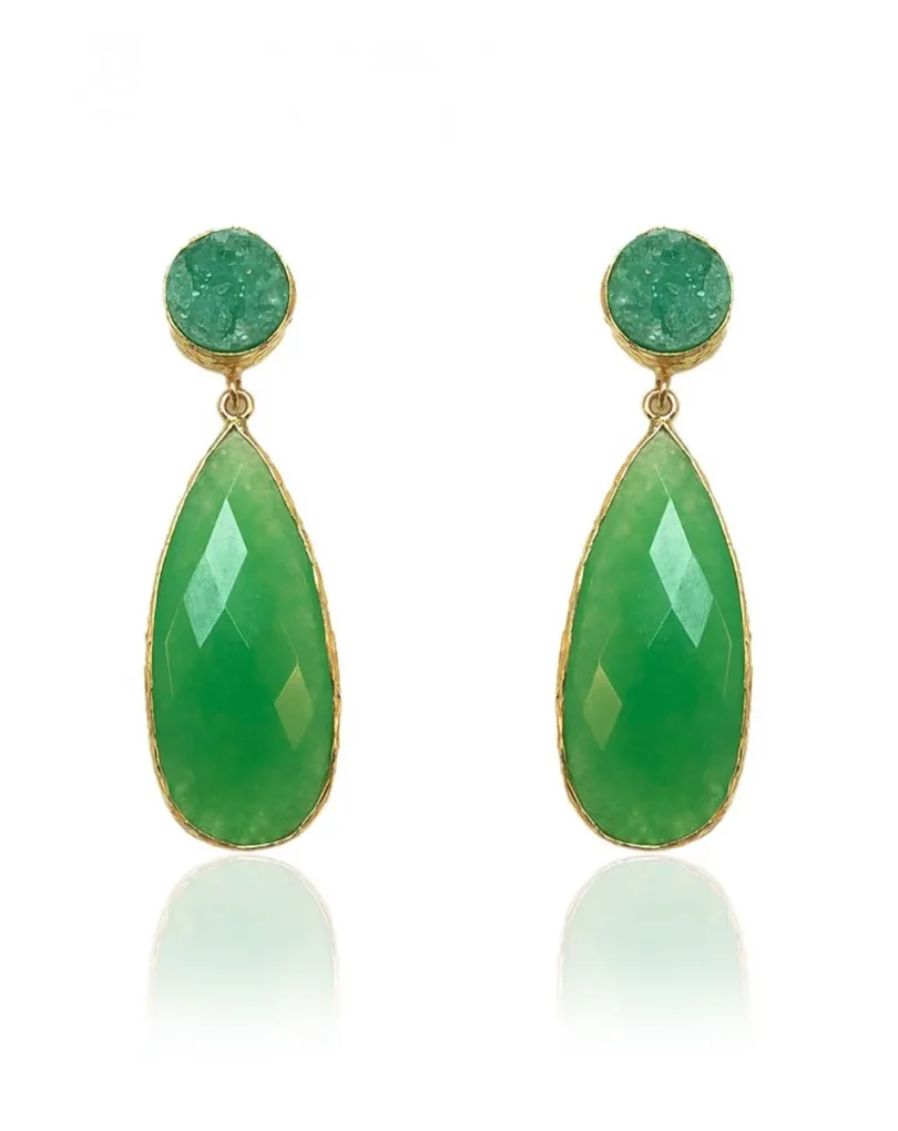 PENDIENTES PARA MUJER VERDES CON PIEDRAS NATURALES