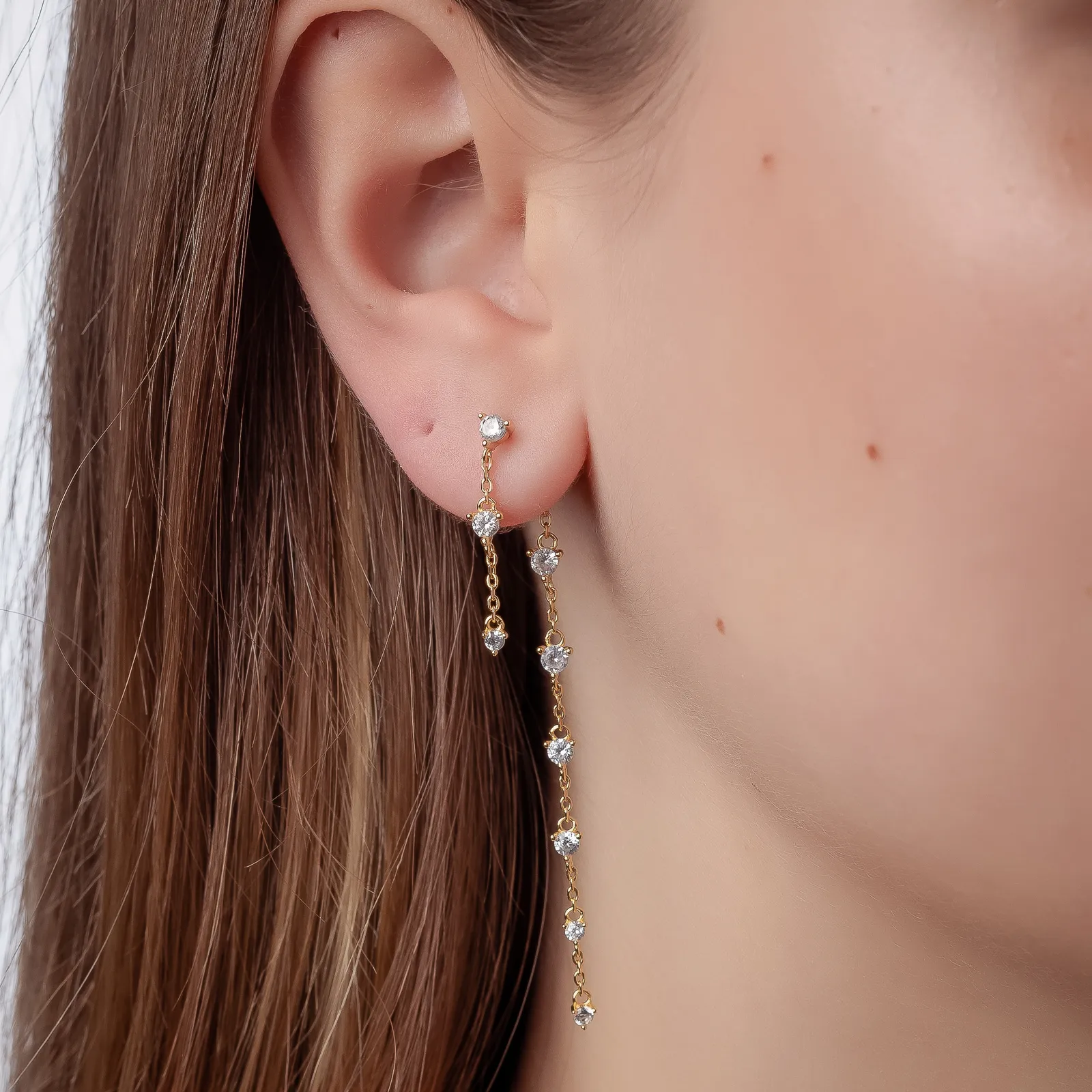 Pendientes Plata con Circonitas  Earjacket