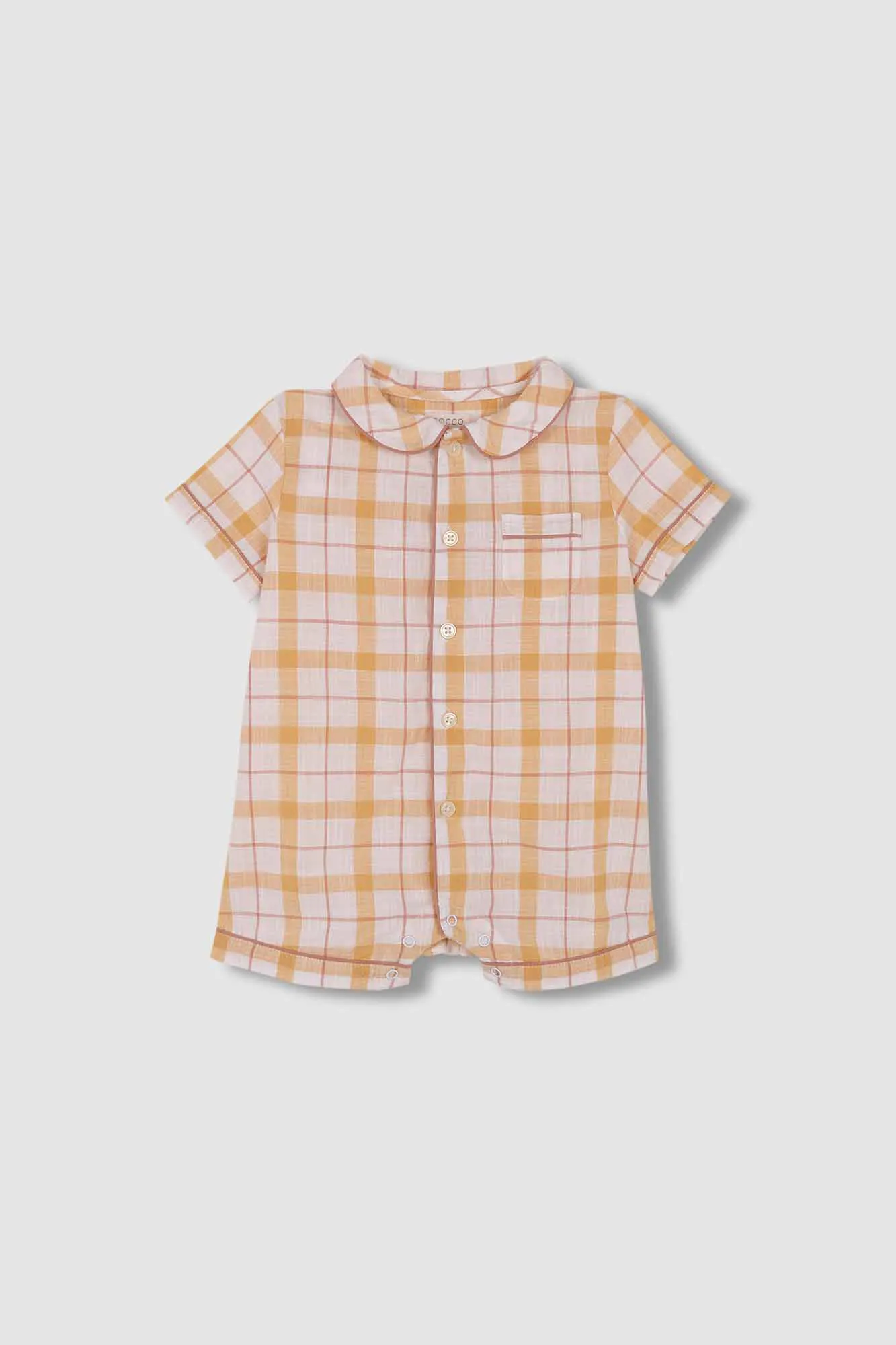 Pijama de manga corta de cuadros amarillo