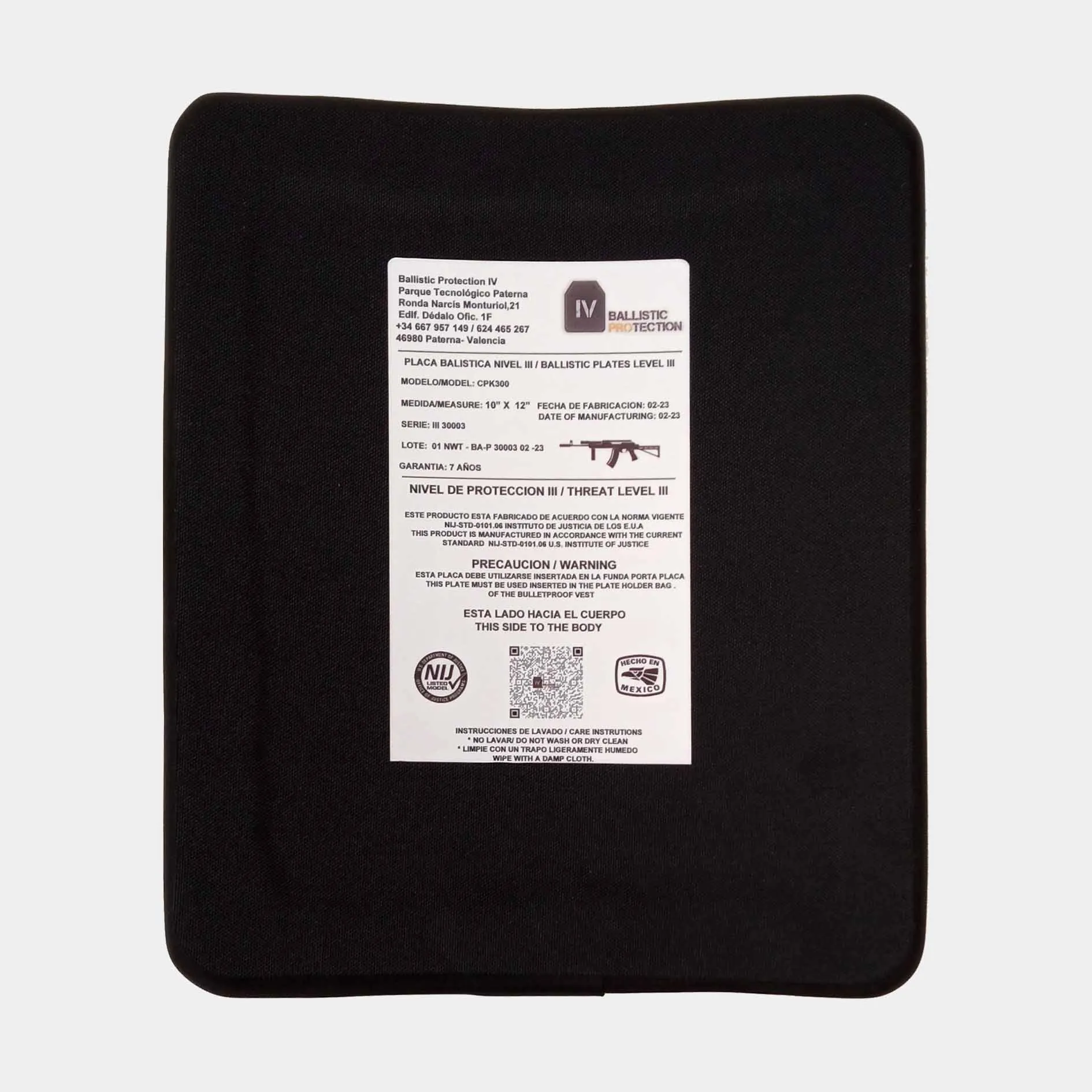 PLACAS BALíSTICAS DE POLIETILENO BALLISTIC PROTECTION  NIVEL III