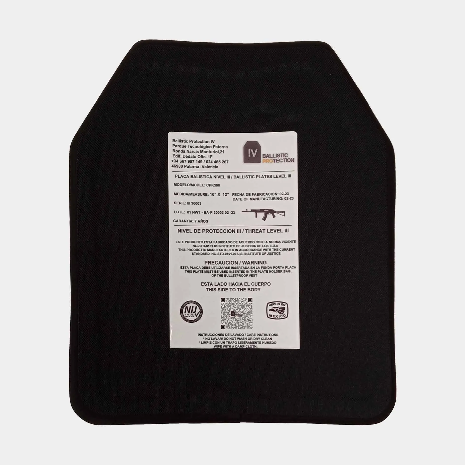 PLACAS BALíSTICAS DE POLIETILENO BALLISTIC PROTECTION  NIVEL III
