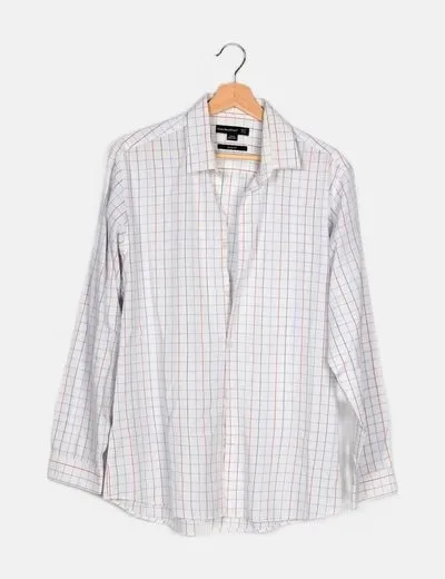 Primark Camisa blanca estampado de cuadros