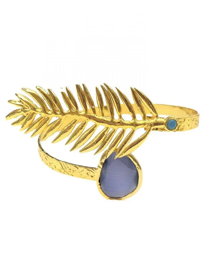 PULSERAS DORADAS Y MORADAS PARA MUJER DECORADA CON HOJA