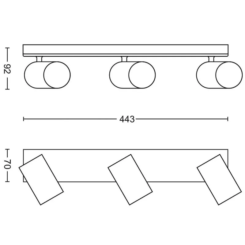 Regleta 3 Focos Led Philips Kosipo Negro