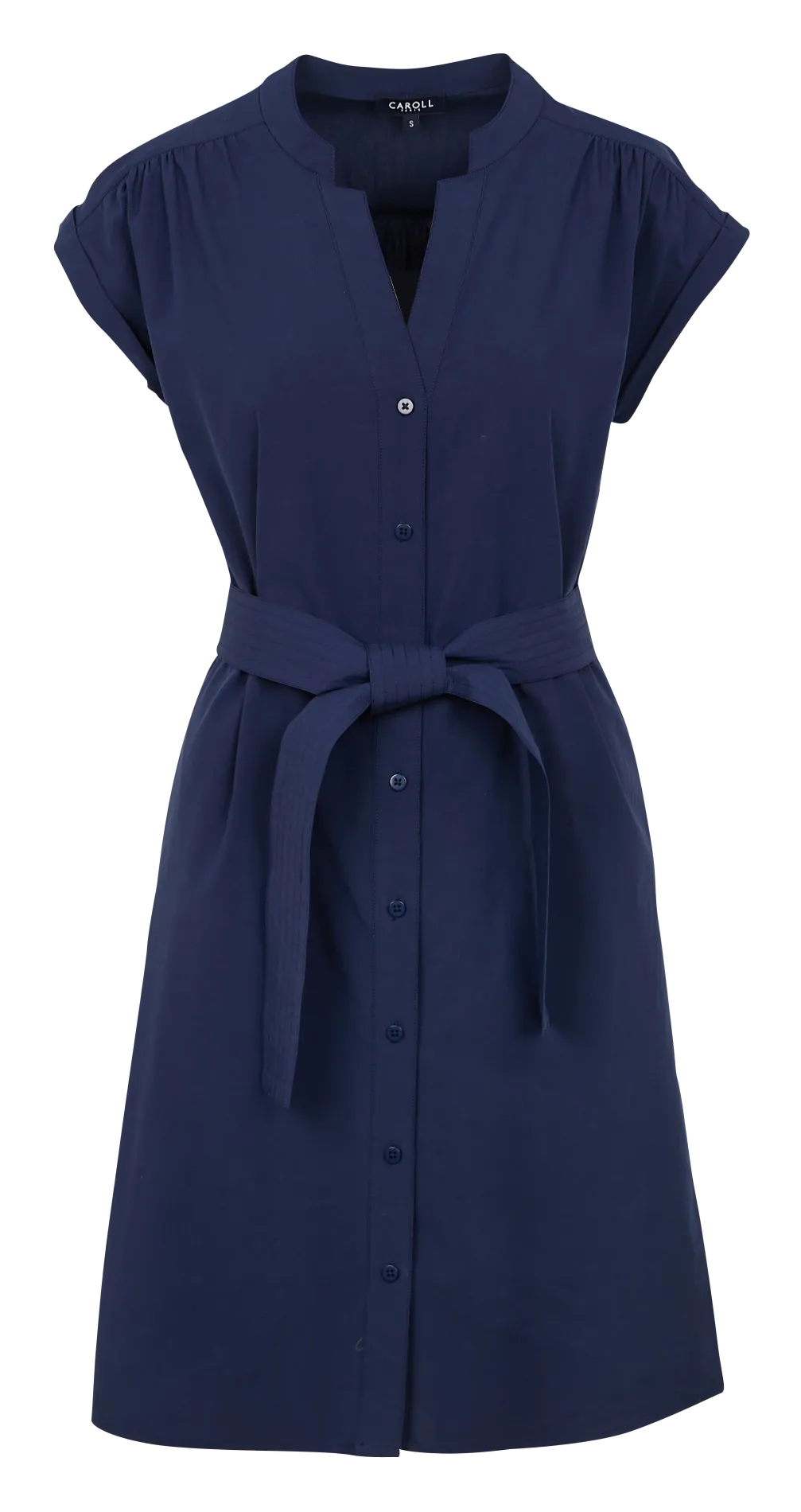 RODILE  VESTIDO MIDI CUELLO DIVIDIDO EN AZUL