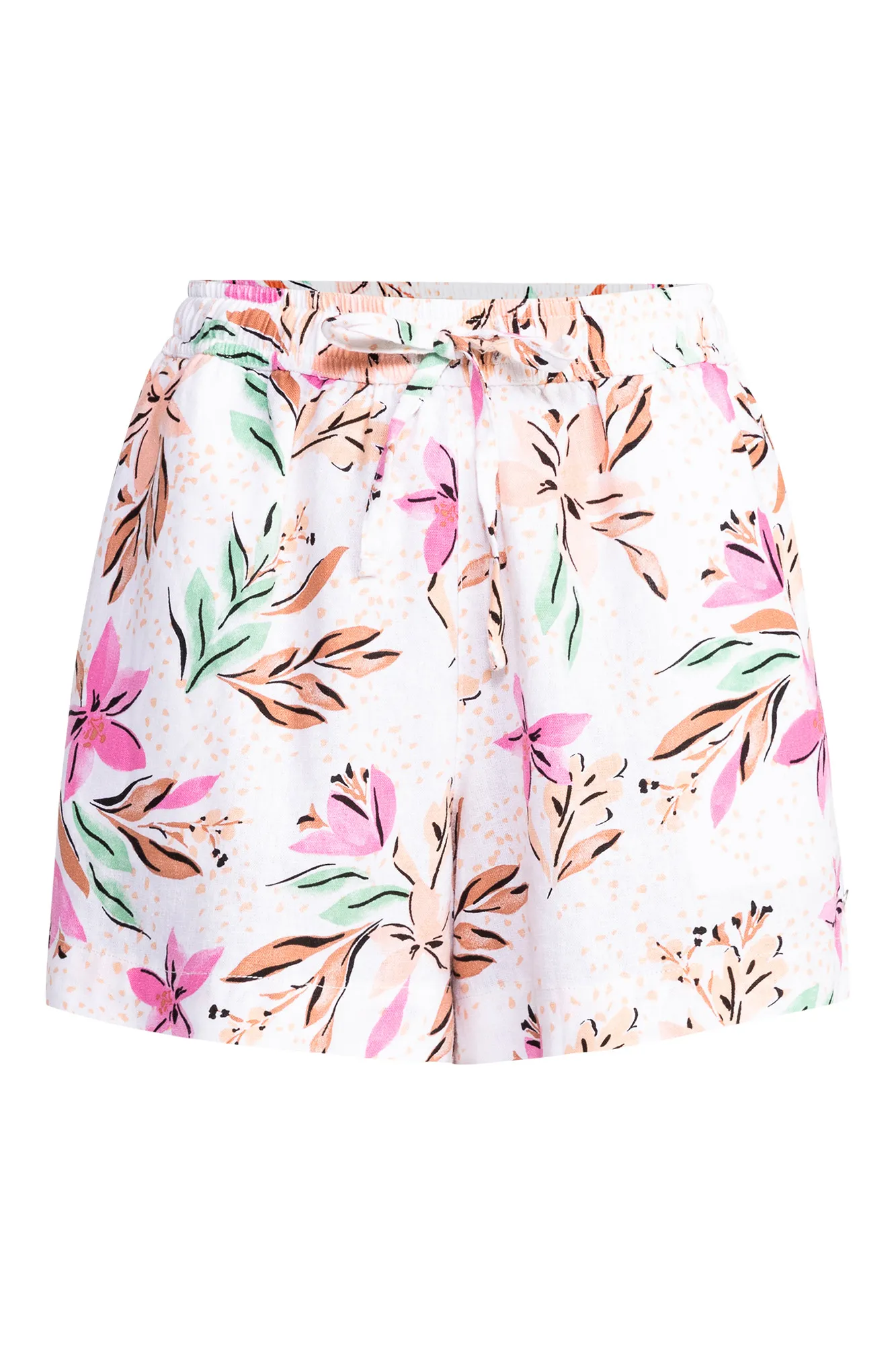 Roxy Short de playa con cintura elástica y con lino para Mujer