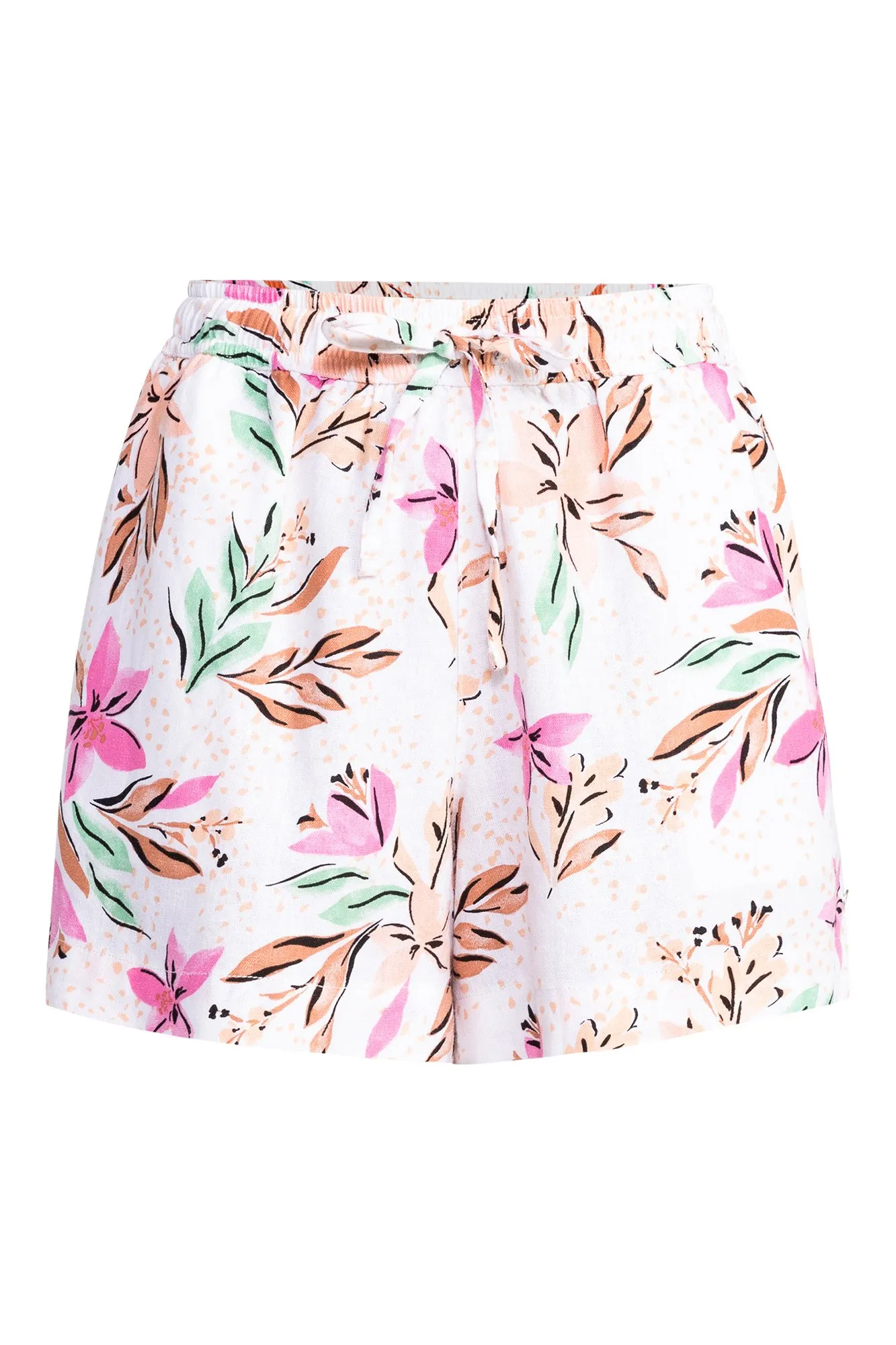 Roxy Short de playa con cintura elástica y con lino para Mujer
