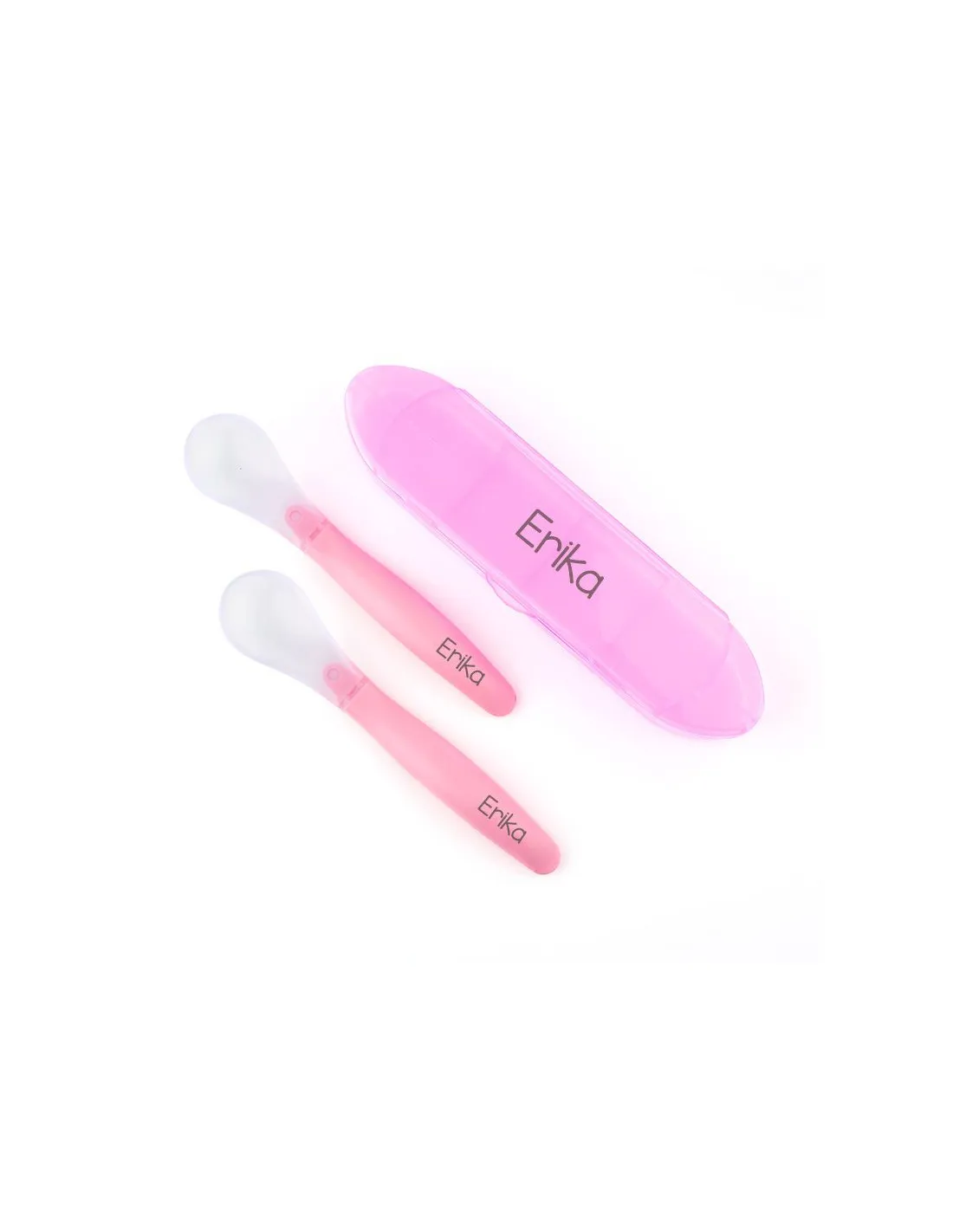 Set de 2 cucharas de silicona rosa personalizados de Mi Pipo