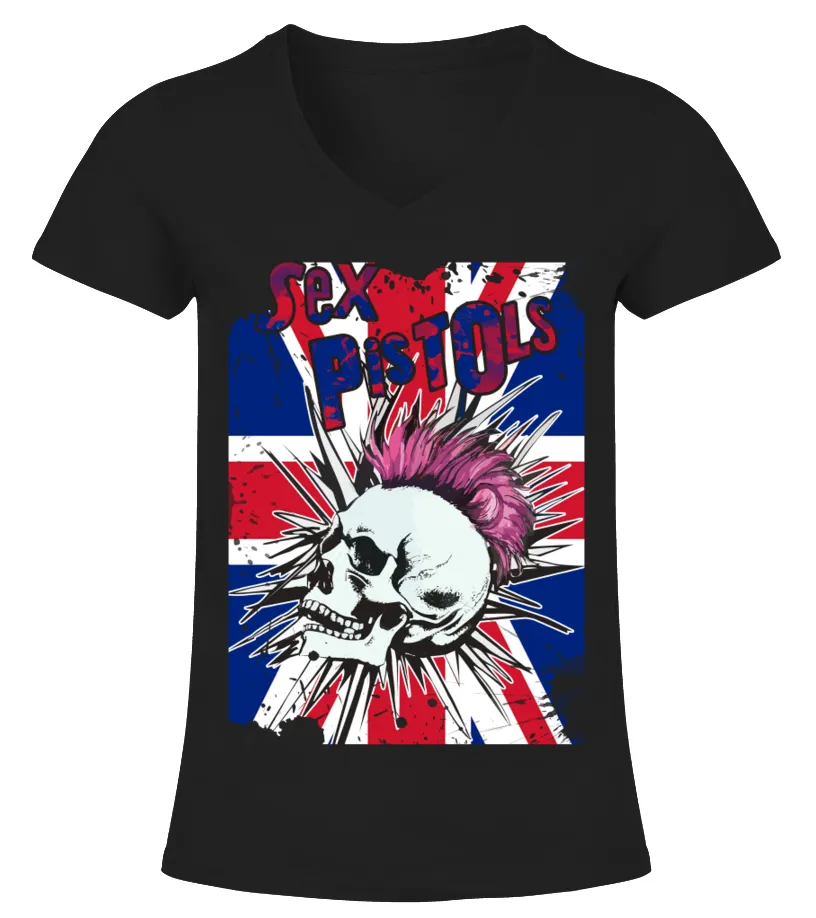 Sex Pistols 08 BK Camiseta cuello pico Mujer