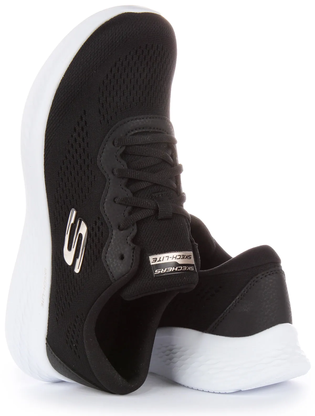 Skechers SkechLite ProPerfect Time Zapatillas con cordones de malla vegana para mujer en negro negro