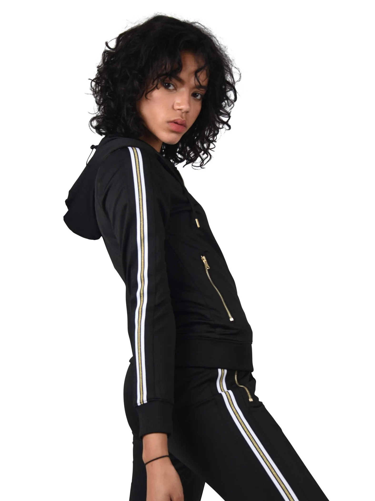 Sudadera con capucha a rayas laterales